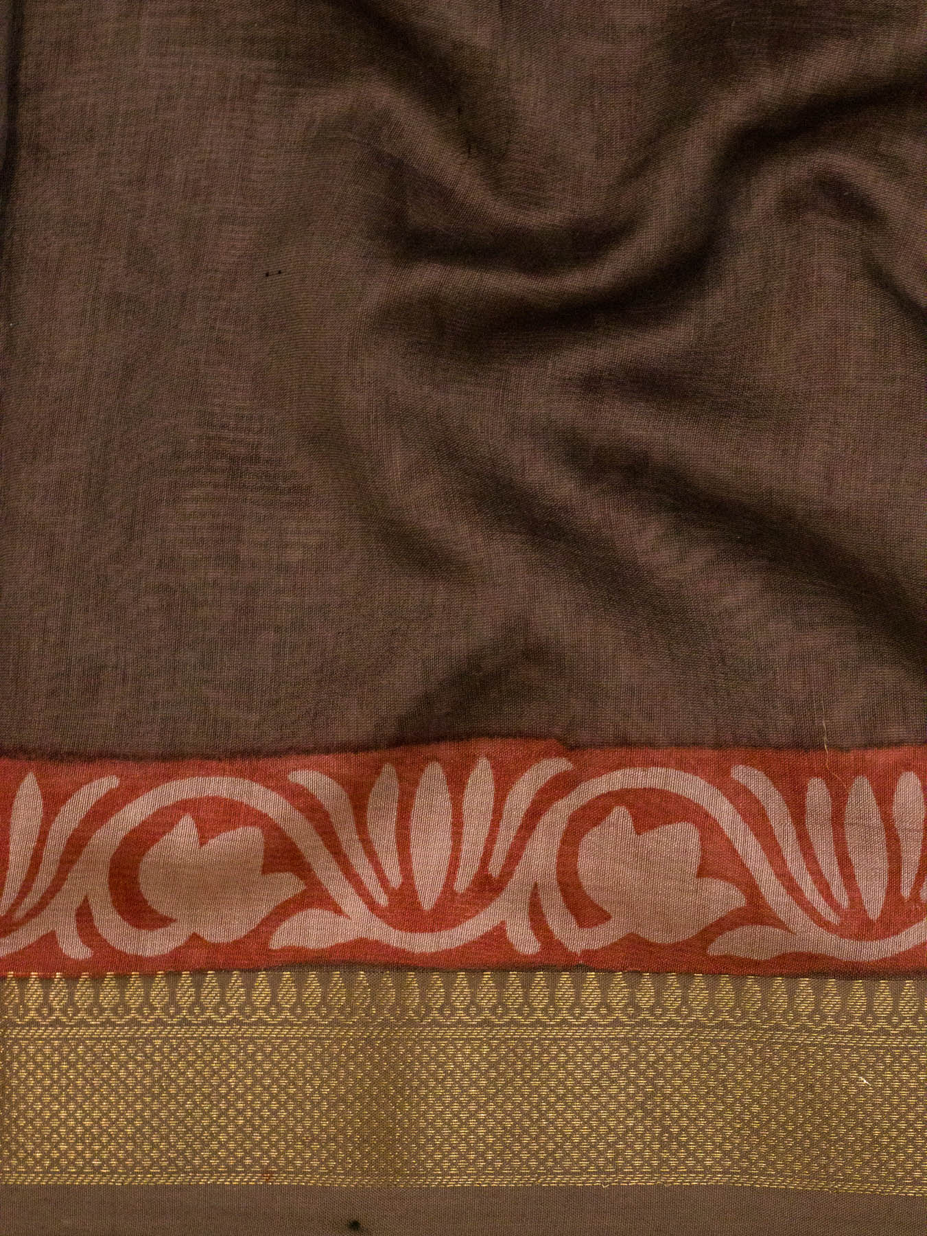 Peach Pure Silk Cotton Chanderi Maheshwari Banarasi Block Print Saree Designer Zari Border