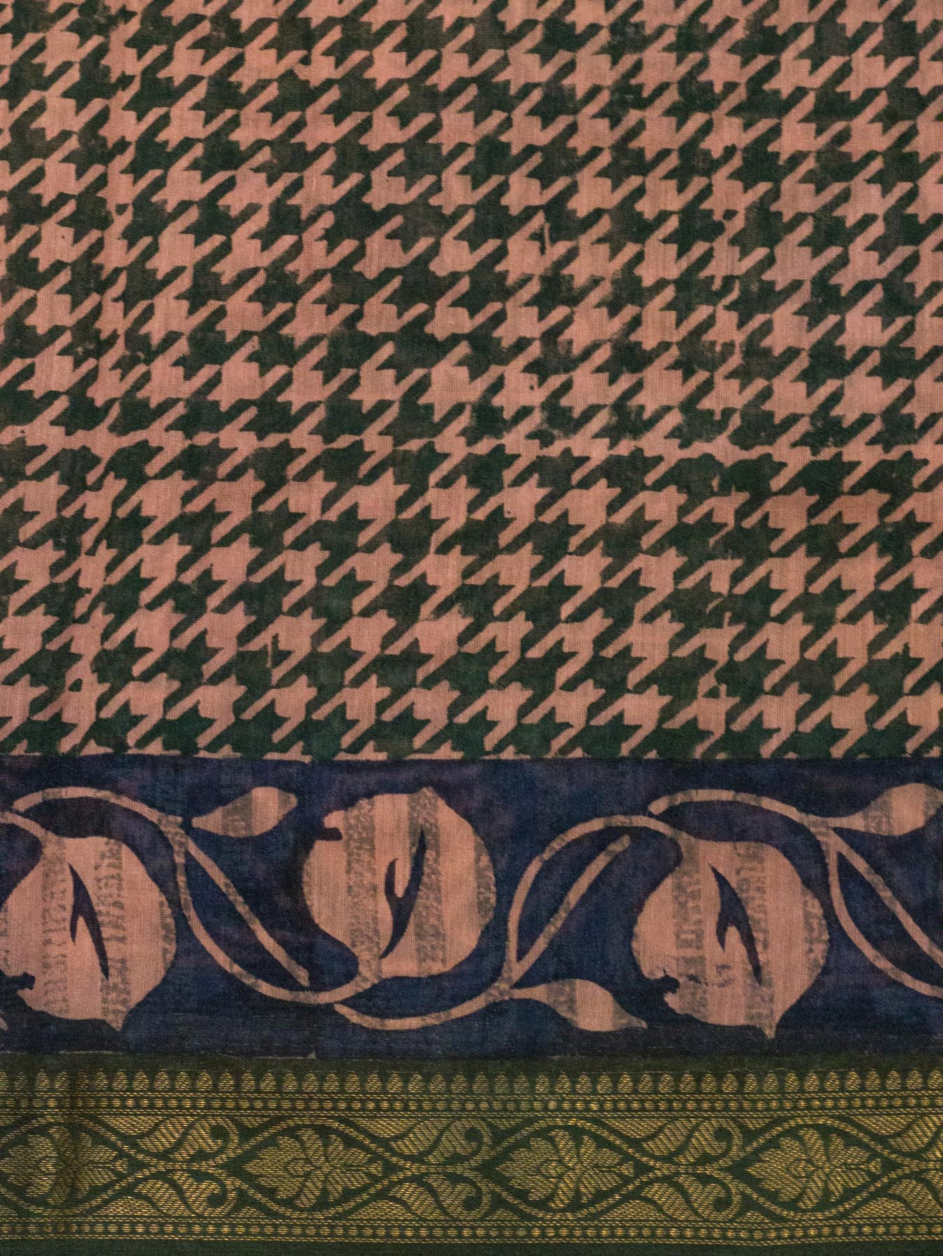Blue Pink Pure Silk Cotton Chanderi Maheshwari Banarasi Block Print Saree Designer Zari Border