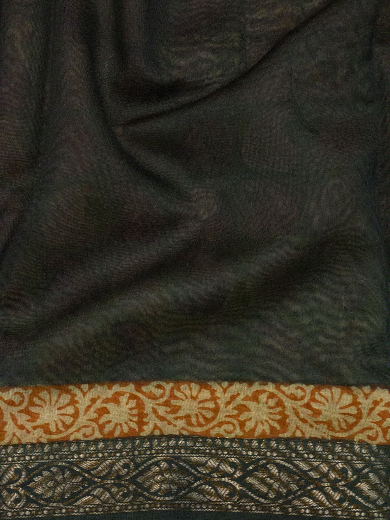 Green Silk Cotton Chanderi Maheshwari Banarasi Block Print Saree Designer Zari Border