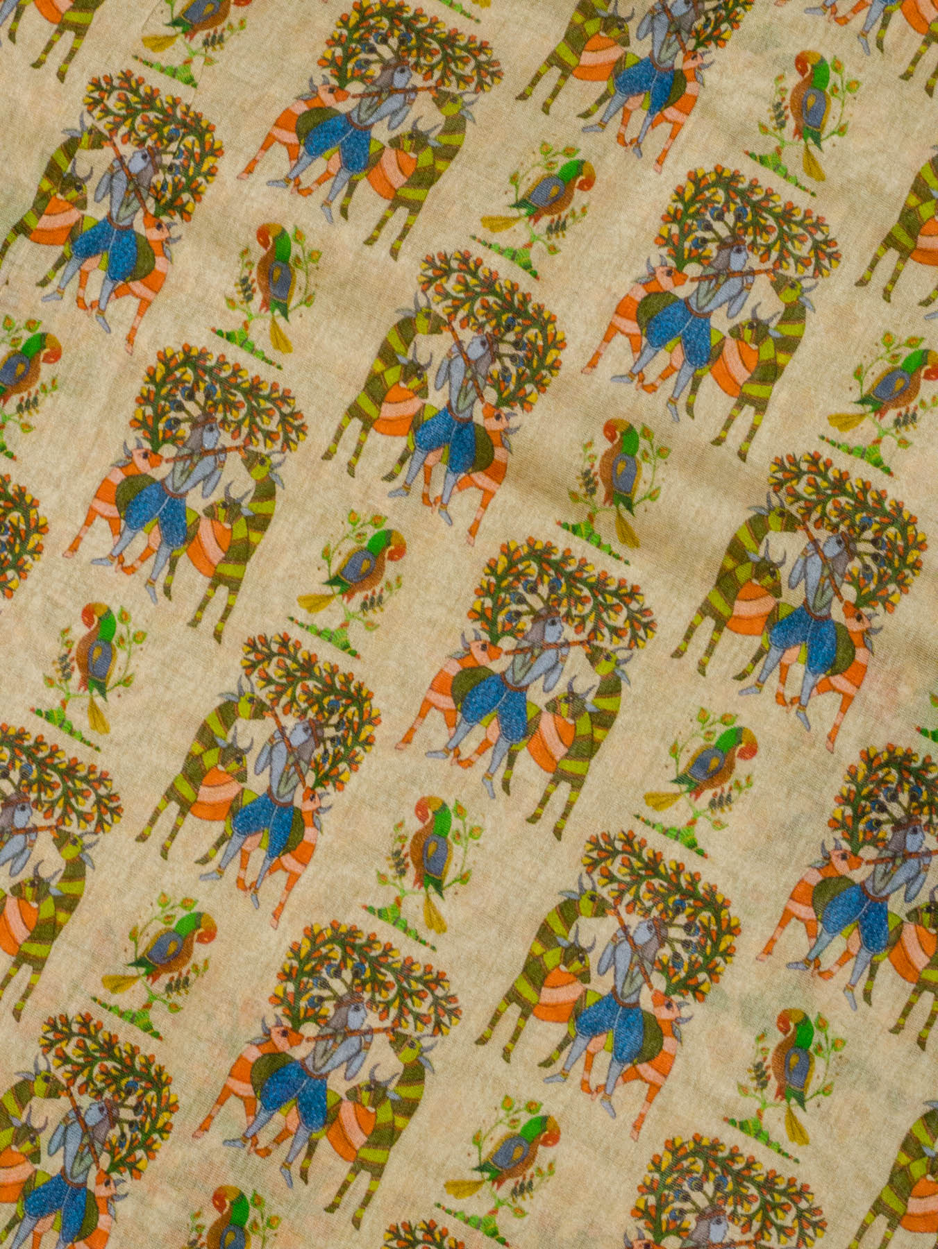 Tussar Pure Silk Pure Silk Mul Cotton Chanderi Saree with Intricate Digital Print