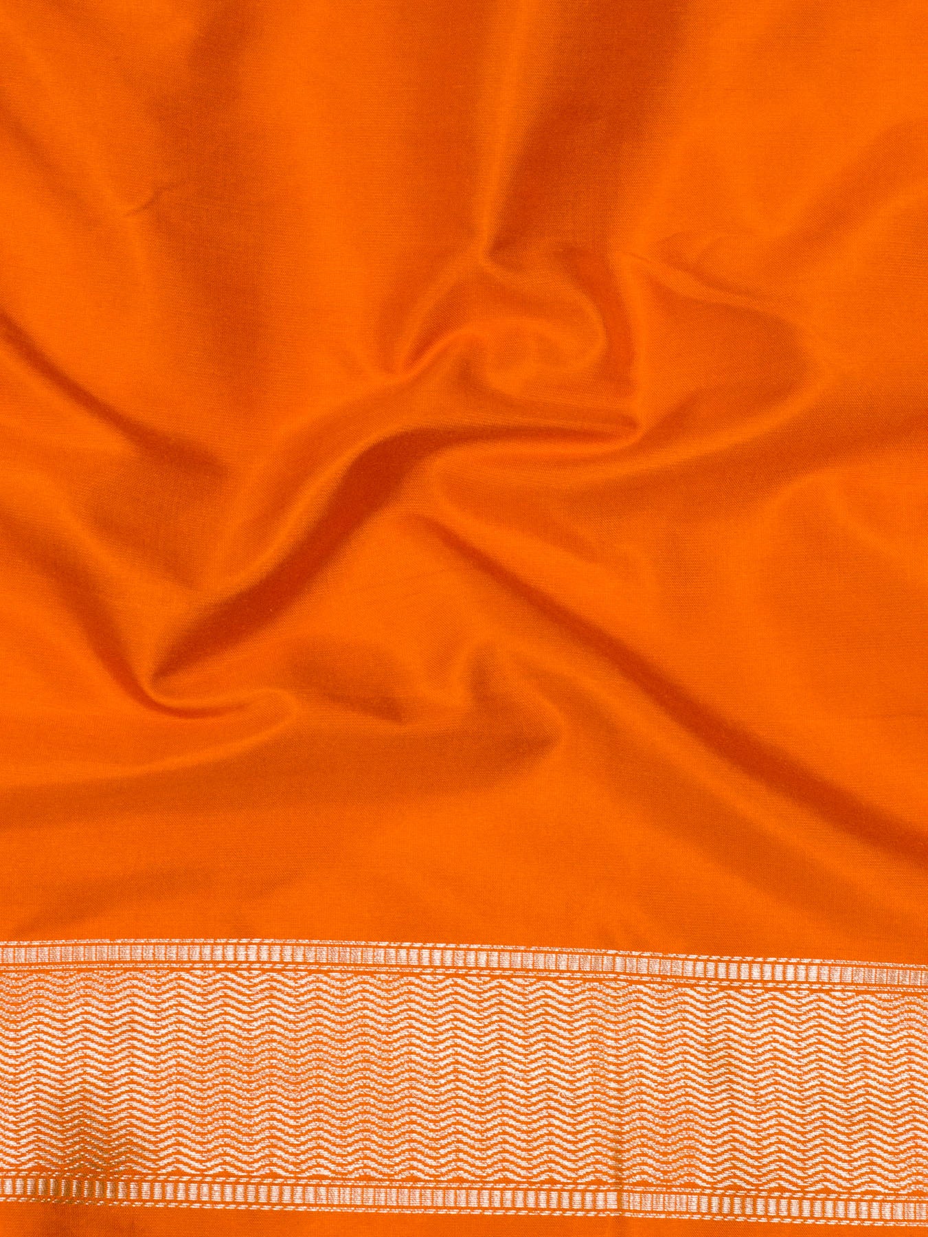 Saffron Orange Ayodhya Dham Handloom Pure Katan Silk Saree with Kadhwa Shri Ram Mandir Tilfi Meenakari Border