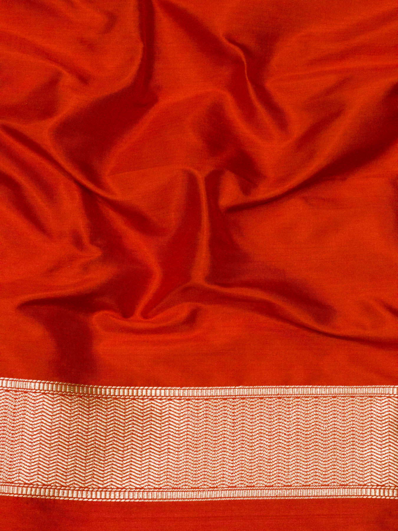 Bright Red Ayodhya Dham Handloom Pure Katan Silk Saree with Kadhwa Shri Ram Mandir Tilfi Meenakari Border