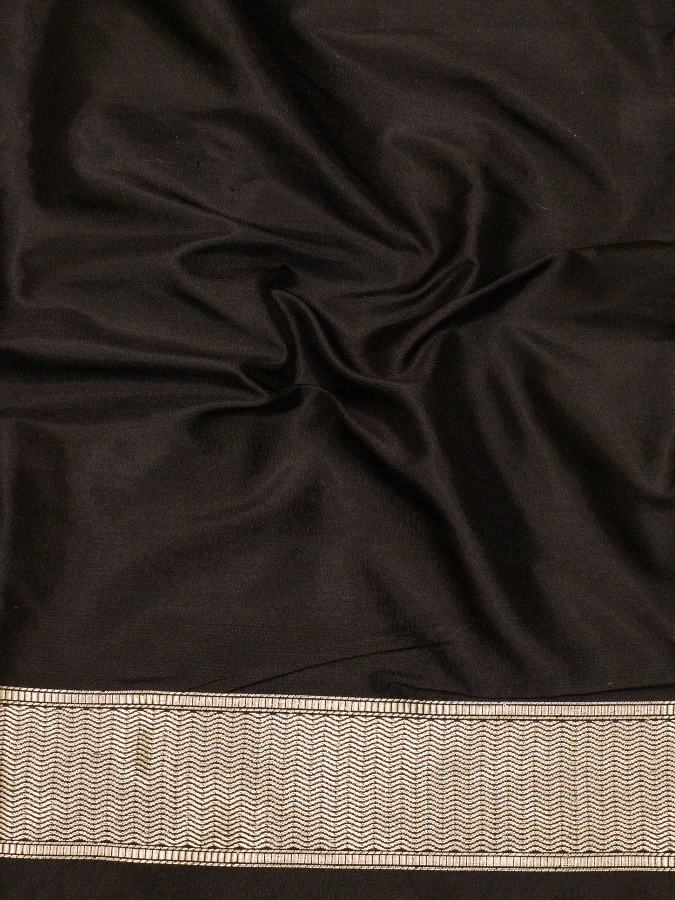 Midnight Black Ayodhya Dham Handloom Pure Katan Silk Saree with Kadhwa Shri Ram Mandir Tilfi Meenakari Border