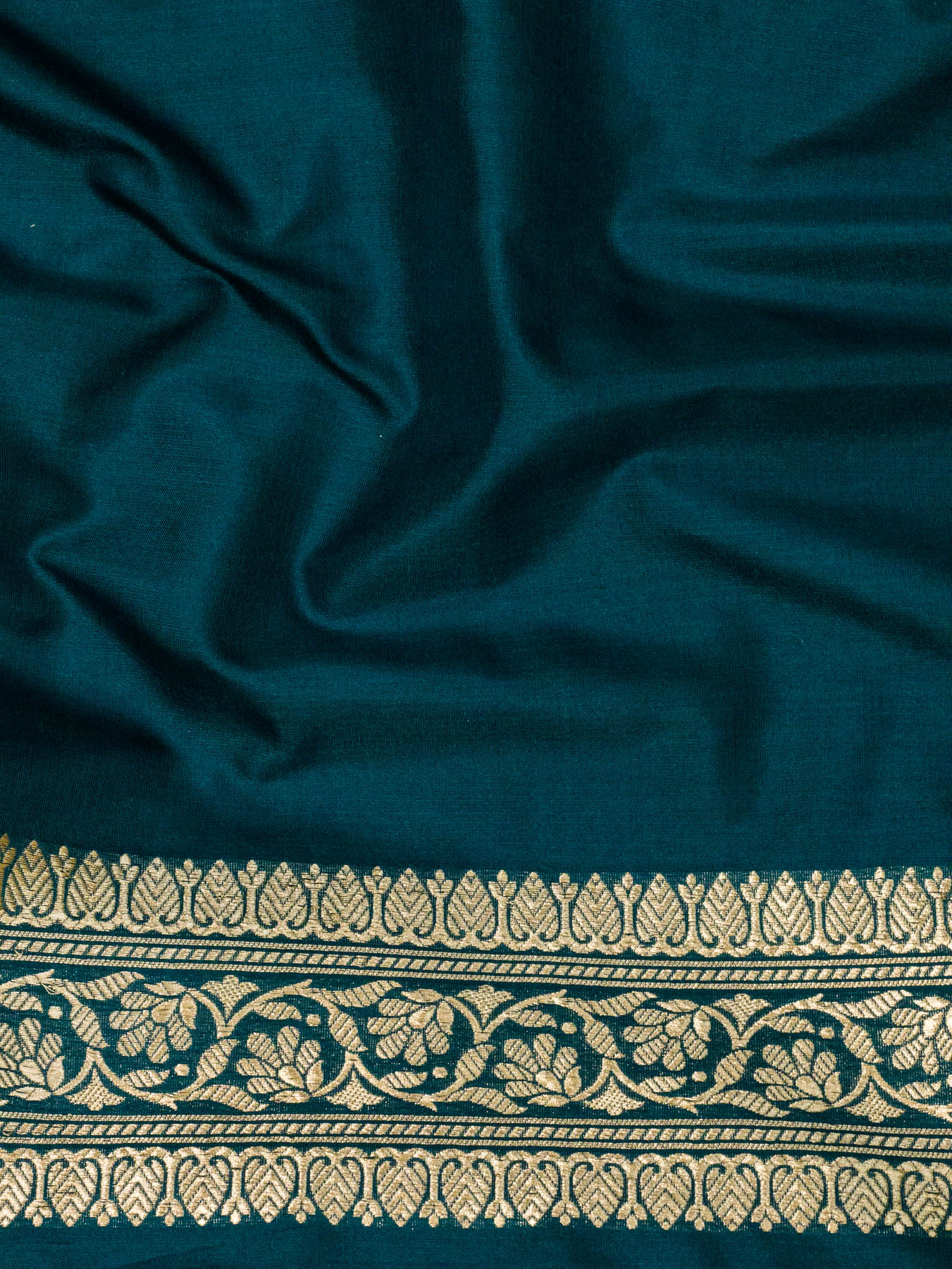 German Blue Pure Katan Silk Saree Khaddi With Gold & Silver Zari Tilfi Meenakari Jaal