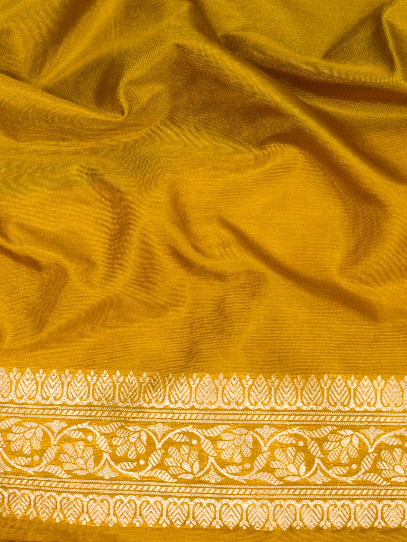 Mustard Yellow Pure Katan Silk Saree Khaddi With Gold & Silver Zari Tilfi Meenakari Jaal (Copy)