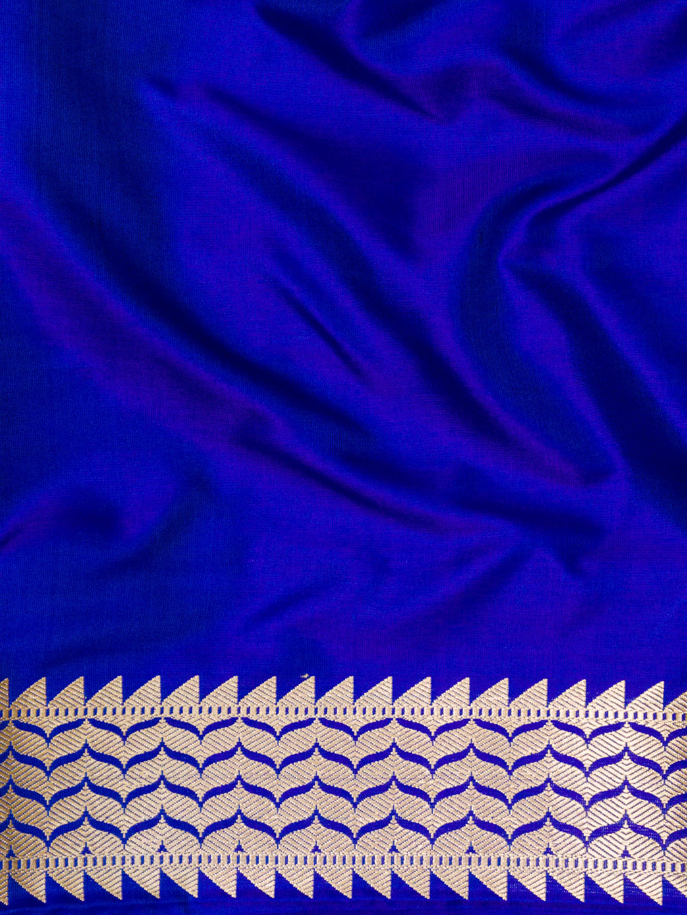 Royal Blue Pure Katan Silk Handloom Saree Kadhwa Gold & Silver Zari Buti