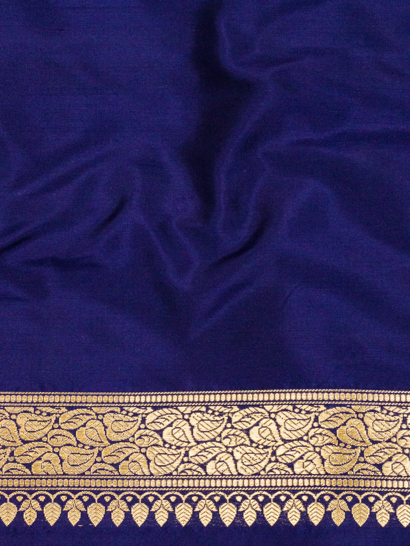 Navy Blue Katan Silk Handloom Saree with Kadhwa Aadha Gold Zari Meenakari Guldasta Buti