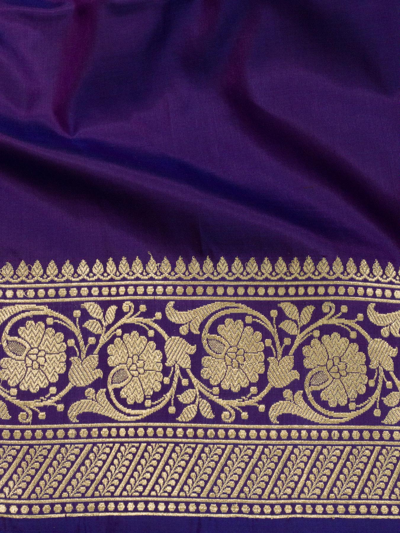 Uda Purple Pure Katan Silk Handloom Saree with Kadhwa Gold Zari Buti