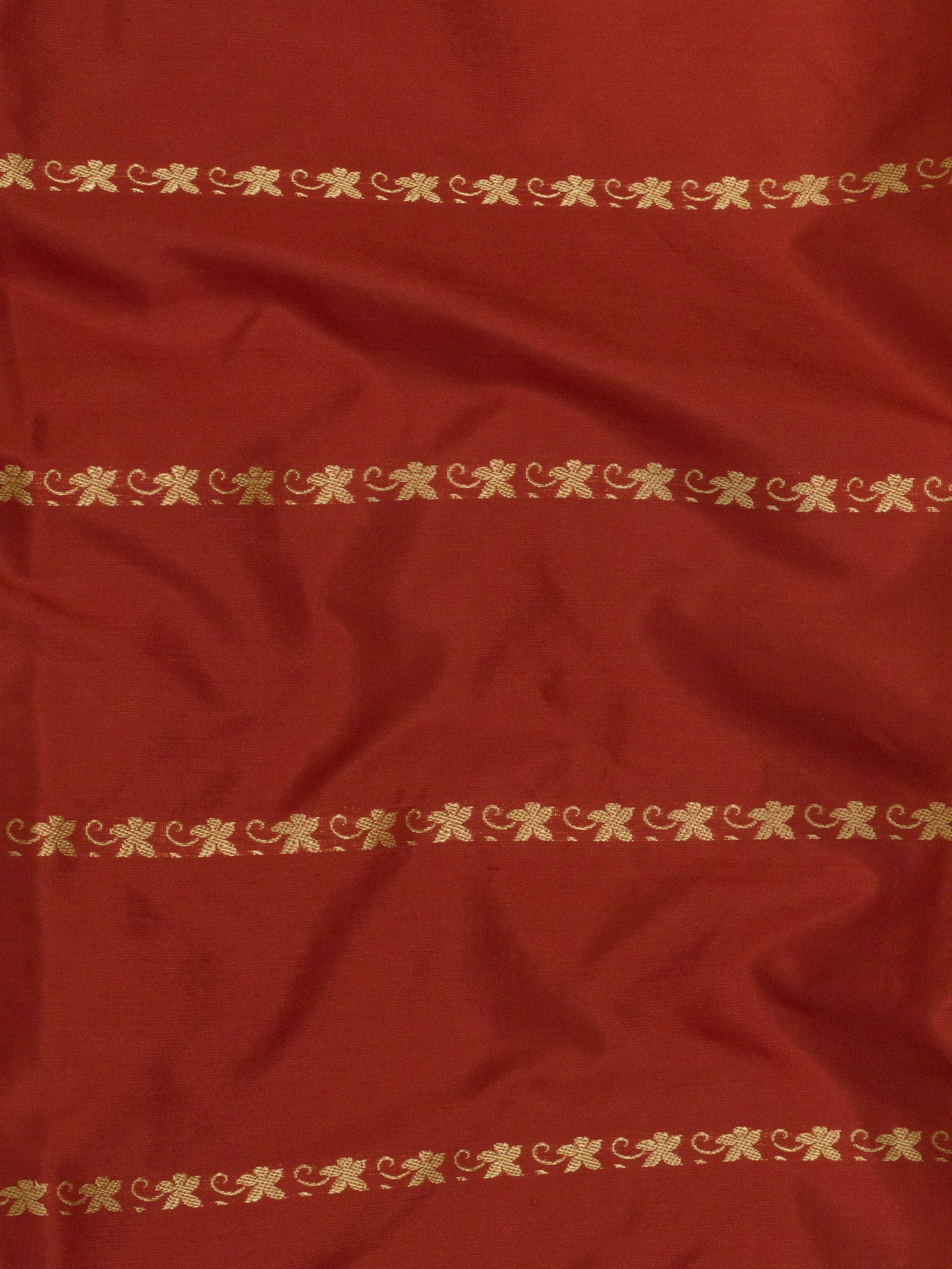 Bright Red Pure Katan Silk Handloom Plain Saree with Kadhwa Gold Zari Buta Pallu