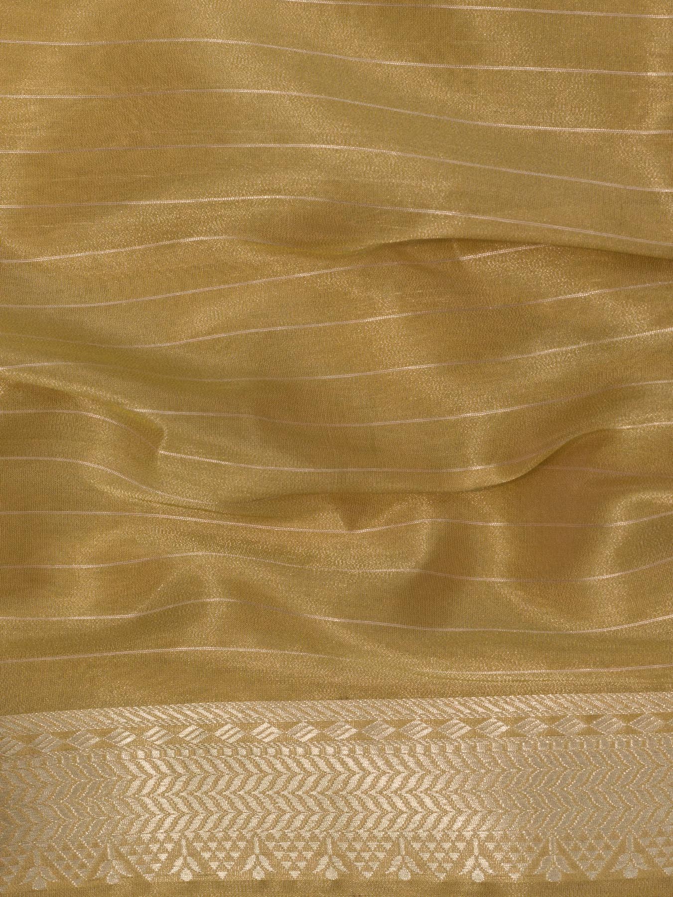 Gold Pure Satin Silk Tissue Handloom Saree with Kadhwa Tilfi Meenakari Gold & Silver Zari Pichwai Buti