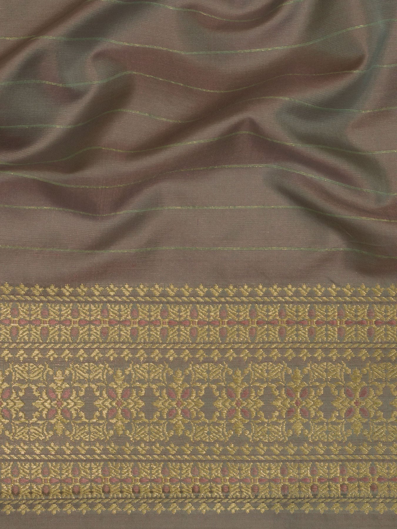 Blue Lavender Pure Satin Silk Handloom Saree with Khaddi Shikargah Zari Meenakari Brocade