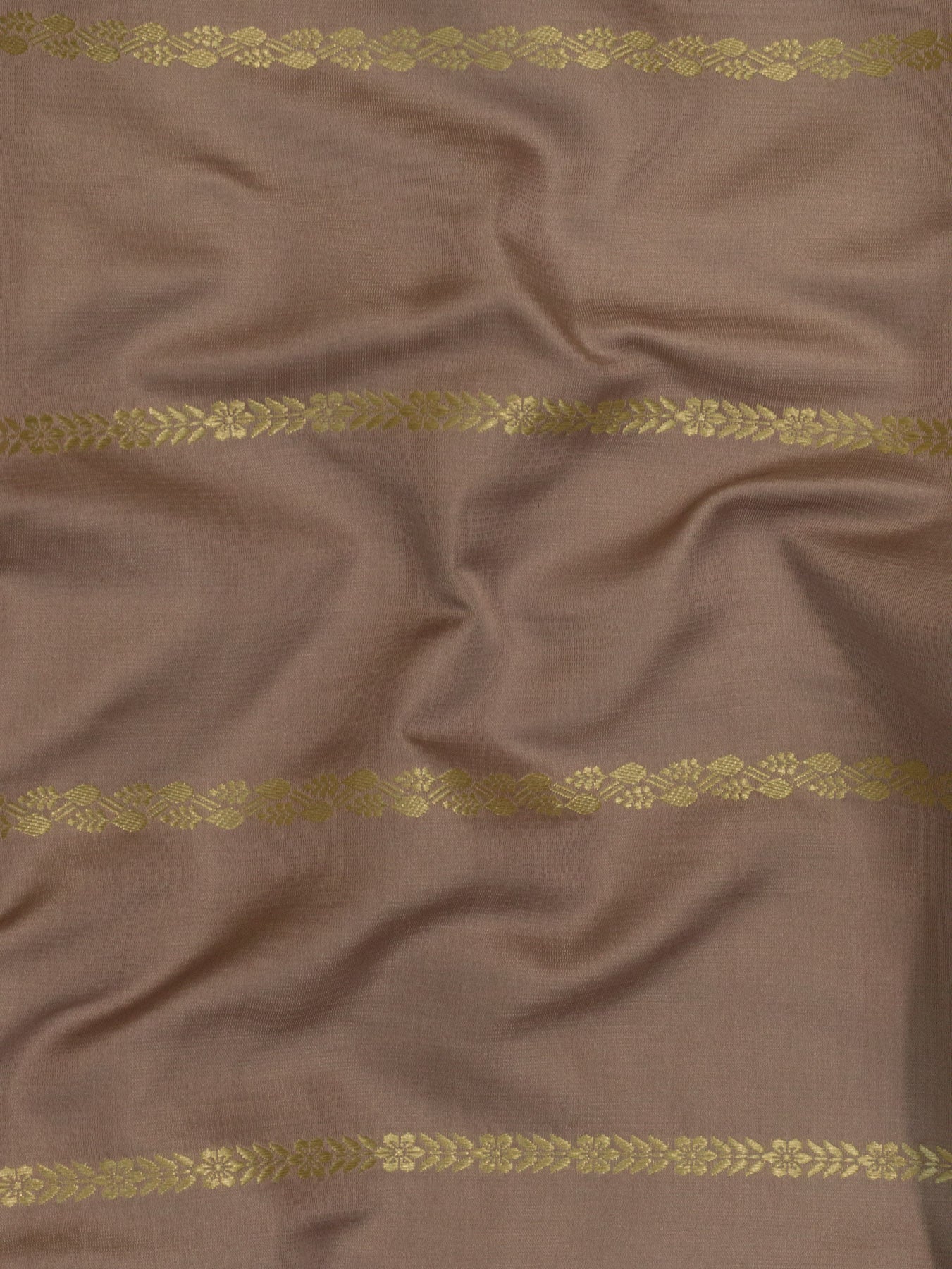 Dusty Mauve Pure Satin Silk Handloom Saree with Kadhwa Koniya Pallu & Border & Fine Zari Khaddi Buti