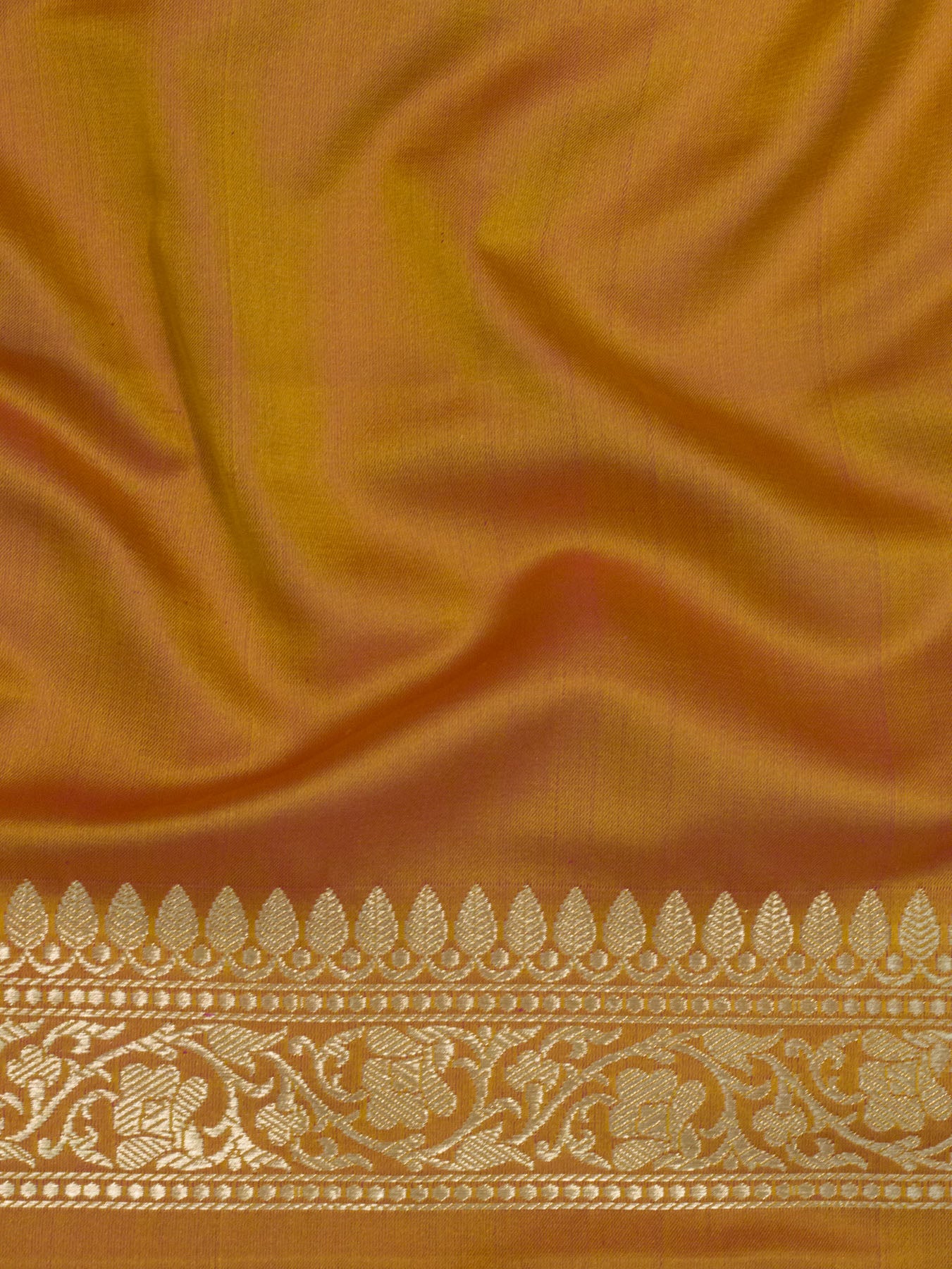 Yellow Pure Satin Silk Handloom Saree with Allover Alfi Jamawar Tanchui & Zari Buti Accents