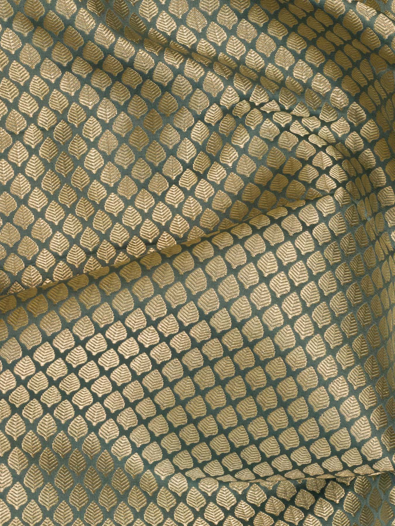 Steel Blue Pure Satin Silk Handloom Saree with Allover Alfi Jamawar Tanchui & Zari Vasket Blouse