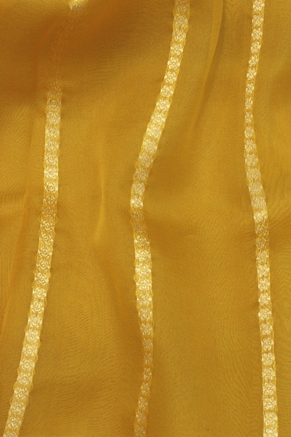 Yellow Pure Kora Organza Silk Handloom Saree with Kadhwa Gold & Silver Zari Heritage Buti & Border