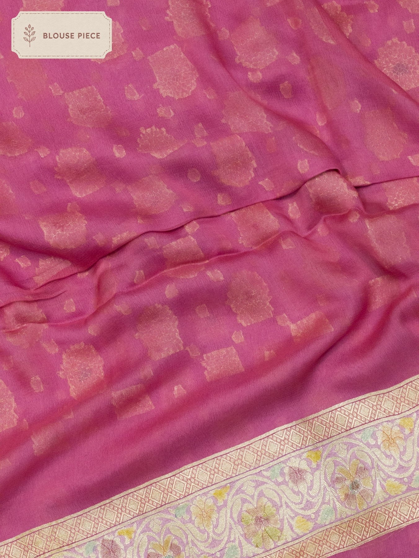 Pure Georgette Lavender Banarasi Khaddi Silk Saree with Hand Brush Woven & Water Reshmi Zari - front view - ZARISPIRE
