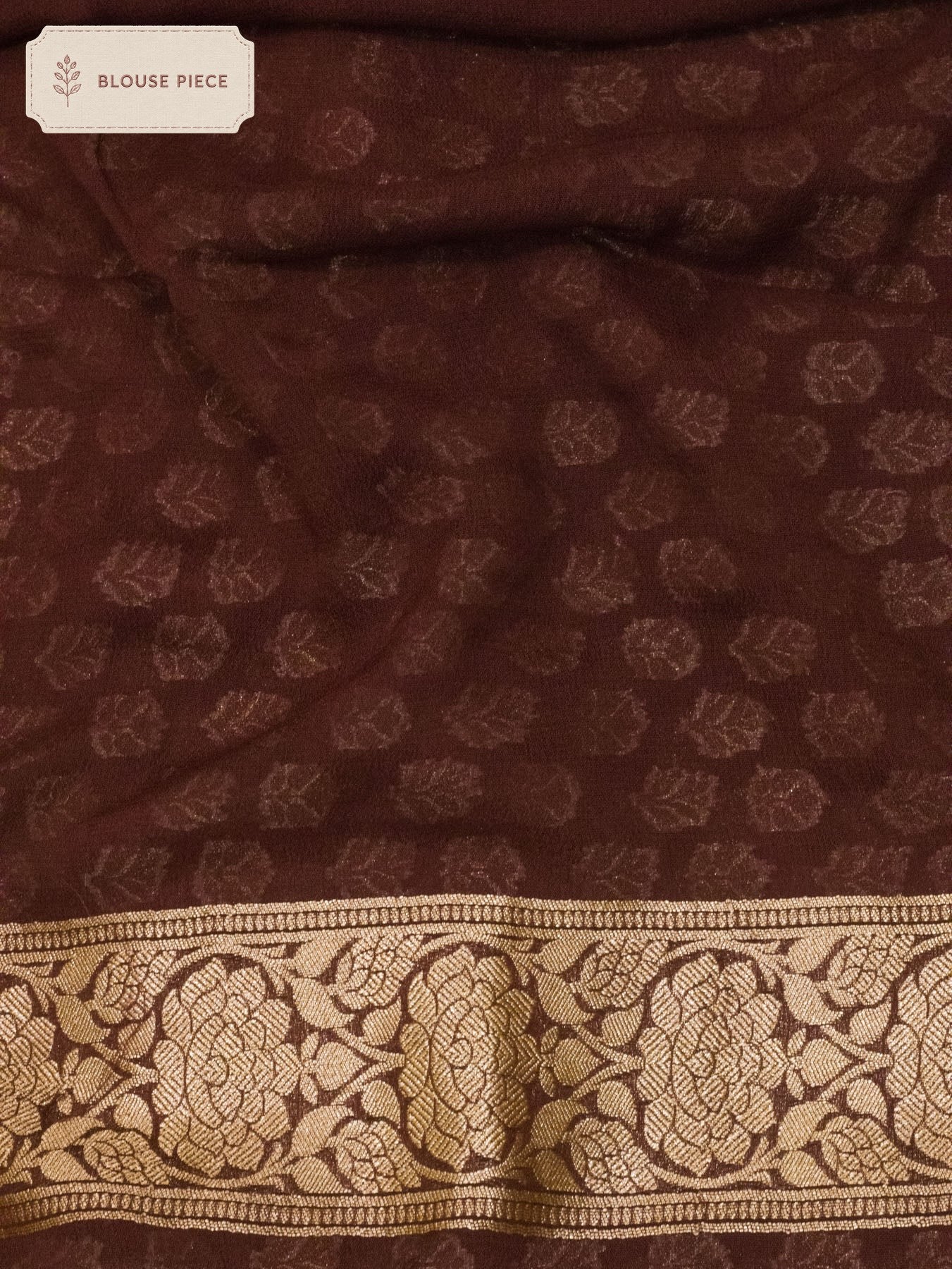 Pure Georgette Silk Walnut Brown Banarasi Beautifully woven with traditional Khaddi weaving and delicate Water - ZARISPIRE