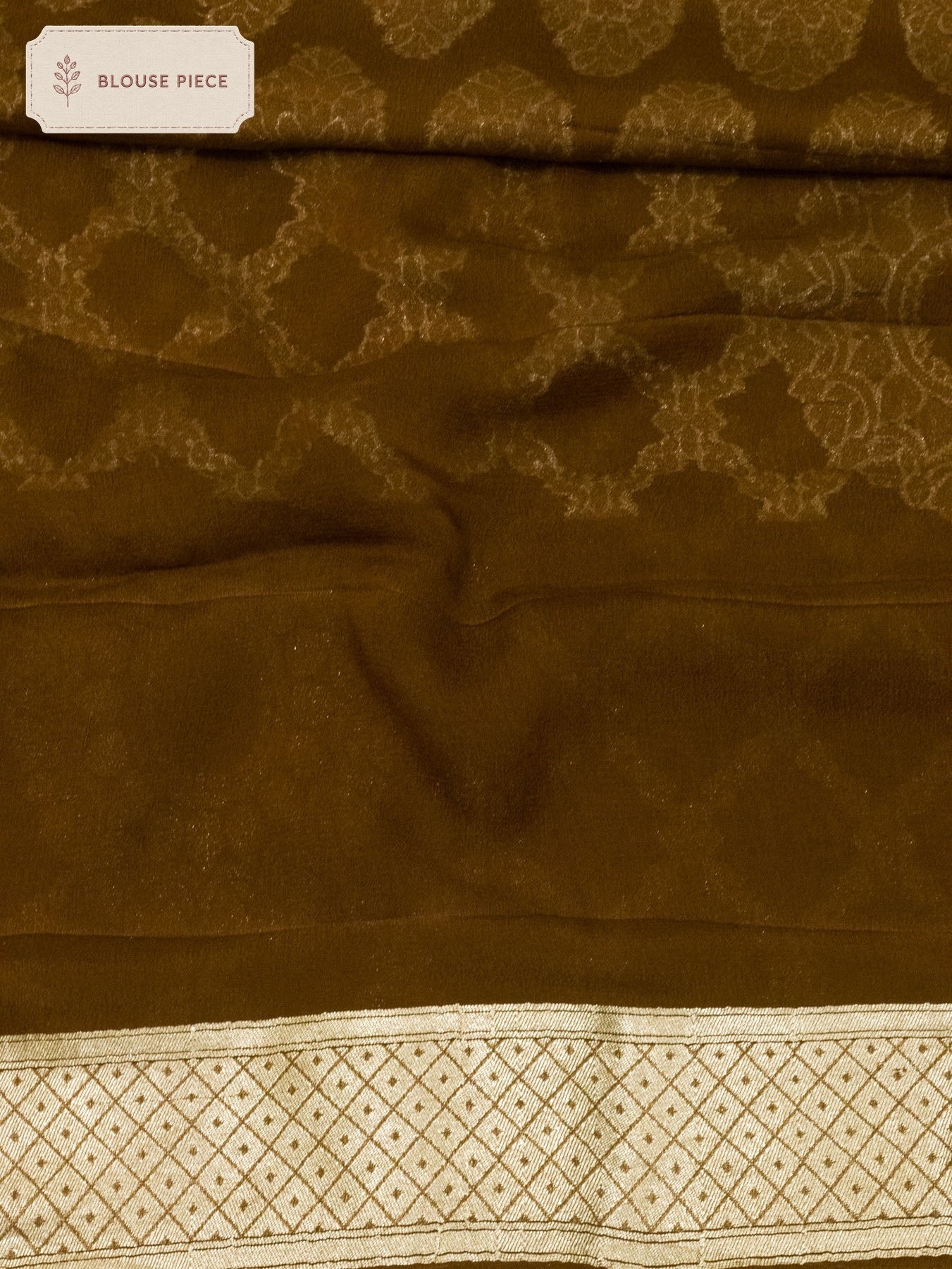 Pure Georgette Silk Olive Brown Banarasi beautifully woven with traditional Khaddi weaving and delicate Water - ZARISPIRE