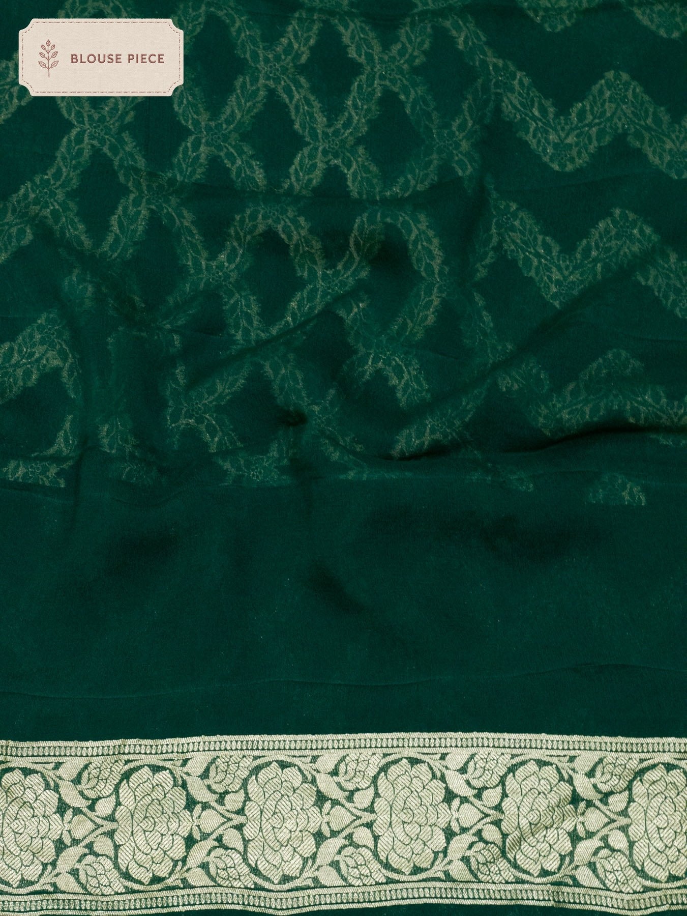 Pure Georgette Silk Bottle Green Banarasi beautifully woven with traditional Khaddi weaving and delicate Water - ZARISPIRE