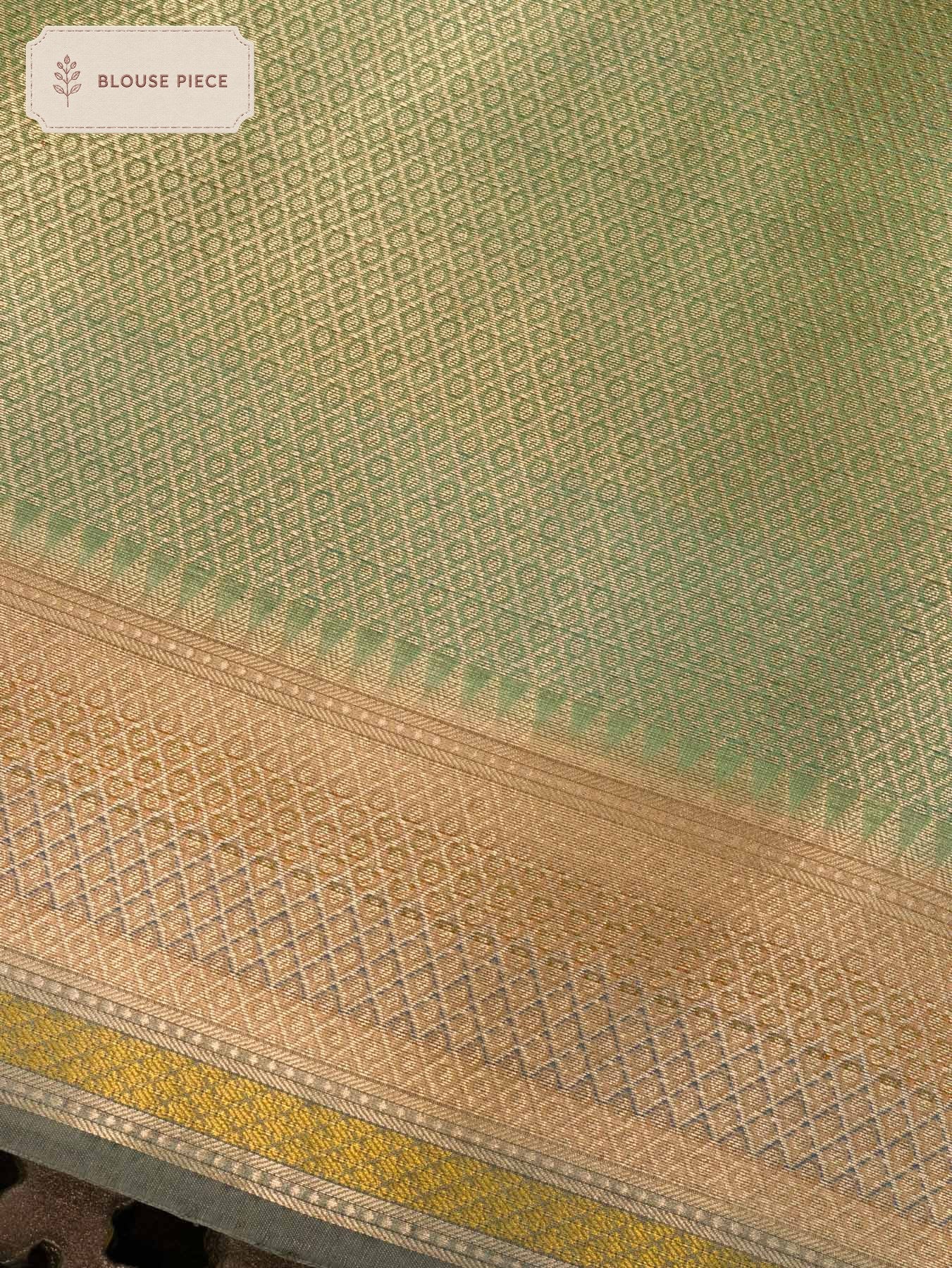 Pure Silk Banarasi Multicolor Pastel Hues Dupion Saree with Zari Tilfi Meenakari & Hand Rangkaat - close-up of - ZARISPIRE