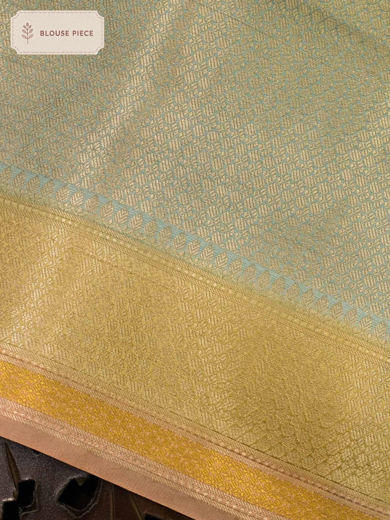 Pure Silk Banarasi Multicolor Pastel Hues Dupion Saree with Zari Tilfi Meenakari & Hand Rangkaat - close-up of - ZARISPIRE
