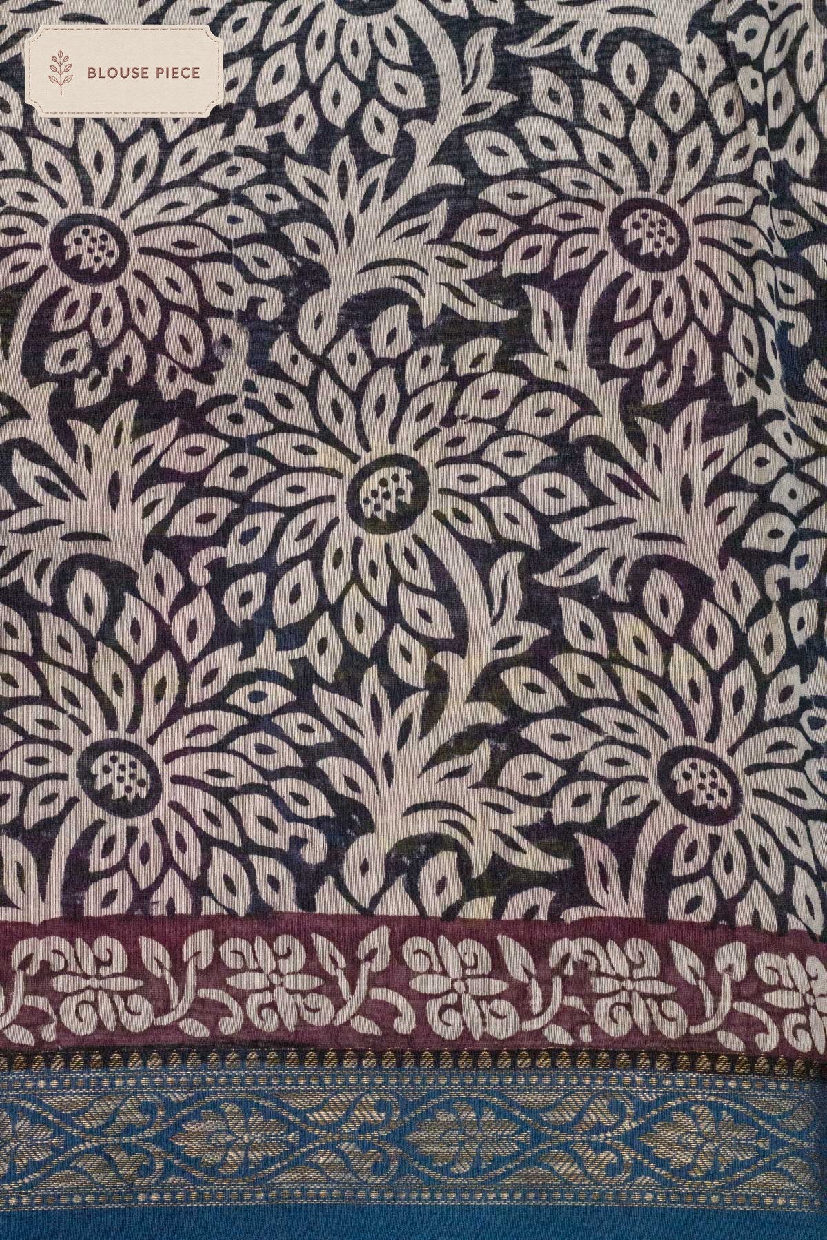 Pure Pure Silk Cotton Chanderi Magenta Pink Banarasi Hand Block Print, Reshmi Zari Maheshwari Border - close-up - ZARISPIRE