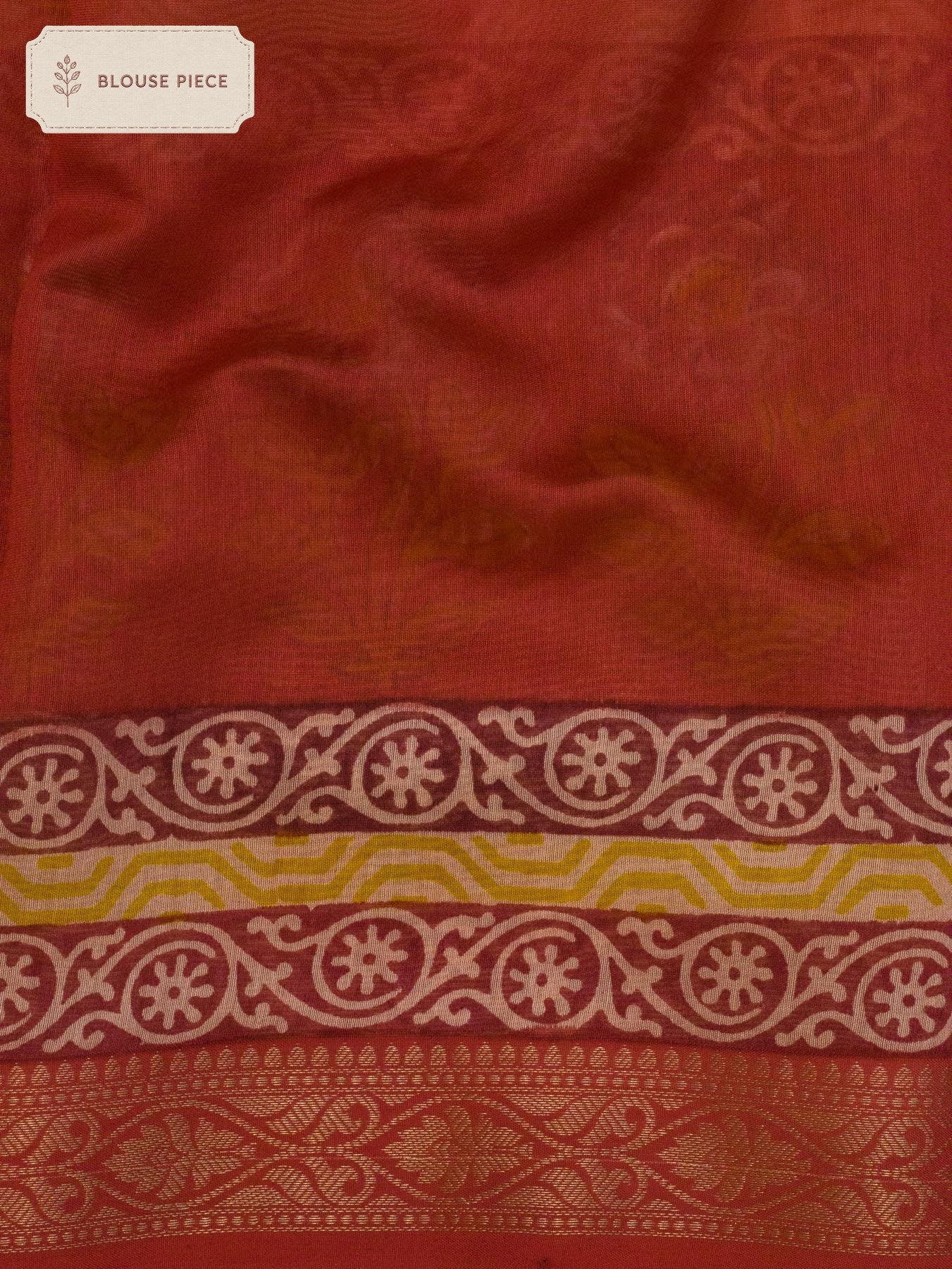 Pure Peach Silk Cotton Chanderi Pink Banarasi Hand Block Print, Reshmi Zari Maheshwari Border - close-up - ZARISPIRE