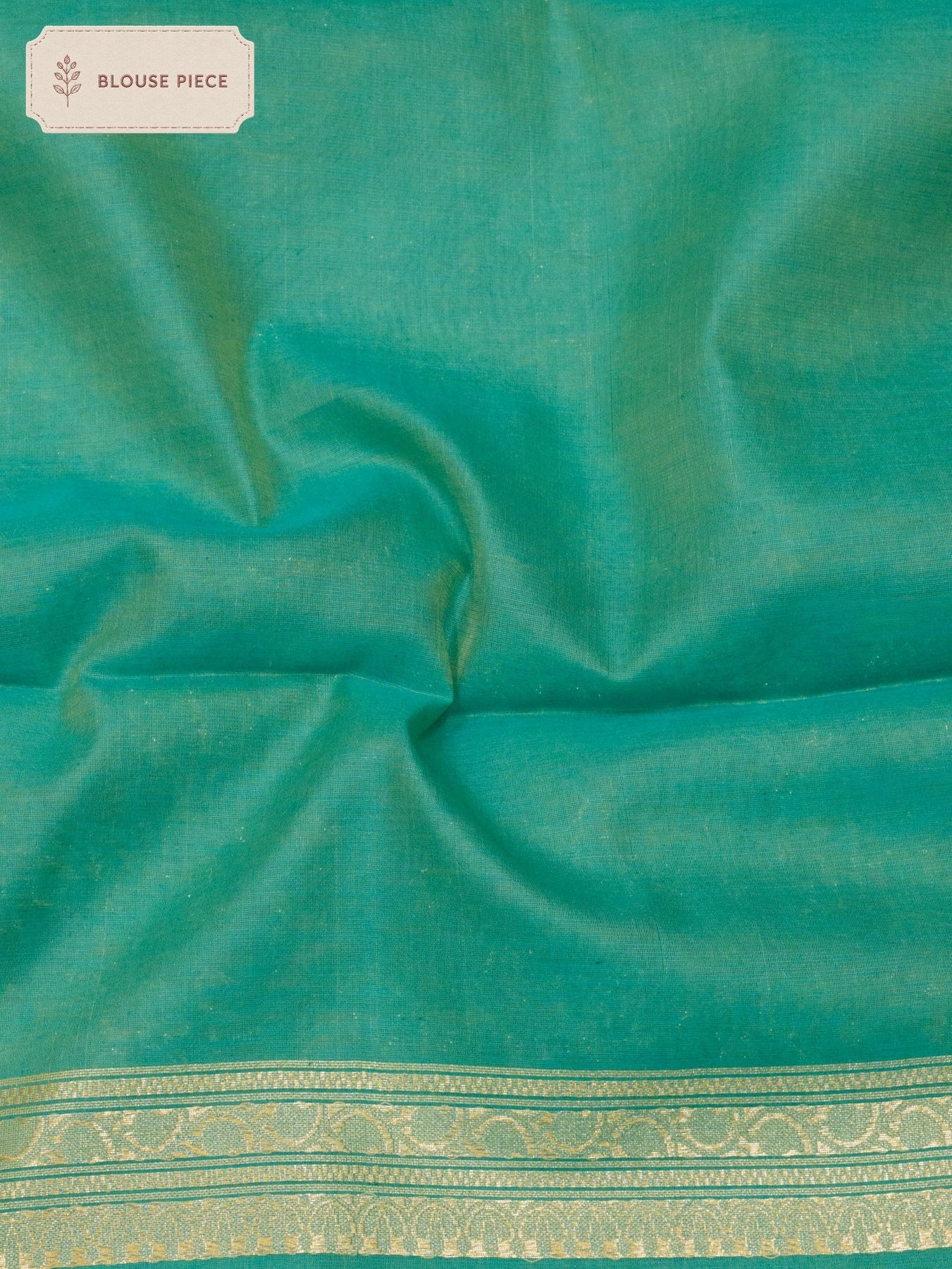 Cotton Viscose Firozi Blue Jamdani Khaddi Saree with Silver & Gold Zari Jaal - front view - ZARISPIRE