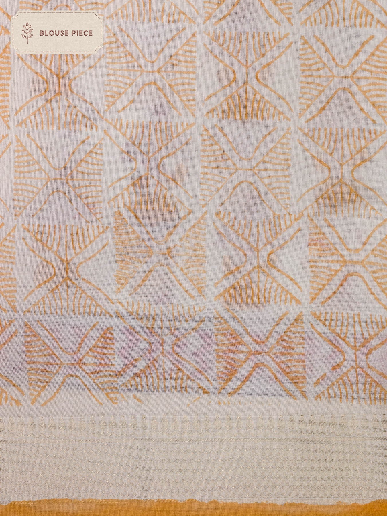 Pure Chanderi Silk Cotton White Banarasi Maheshwari Block Print Saree with Reshmi Zari Border - close-up - ZARISPIRE