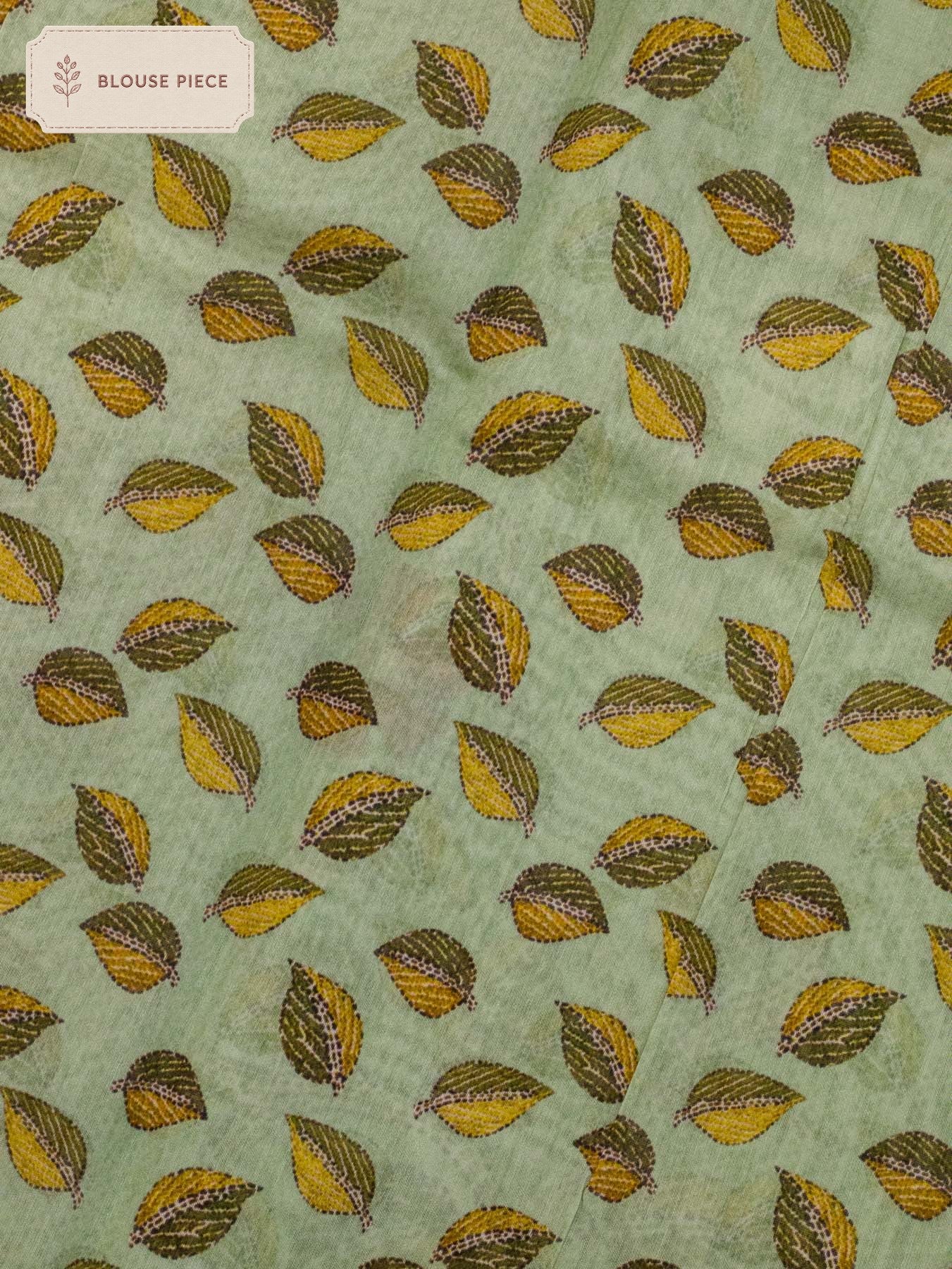 Pure Pure Silk Mul Cotton Chanderi Mint Green beautifully adorned with intricate digital prints that showcase - ZARISPIRE