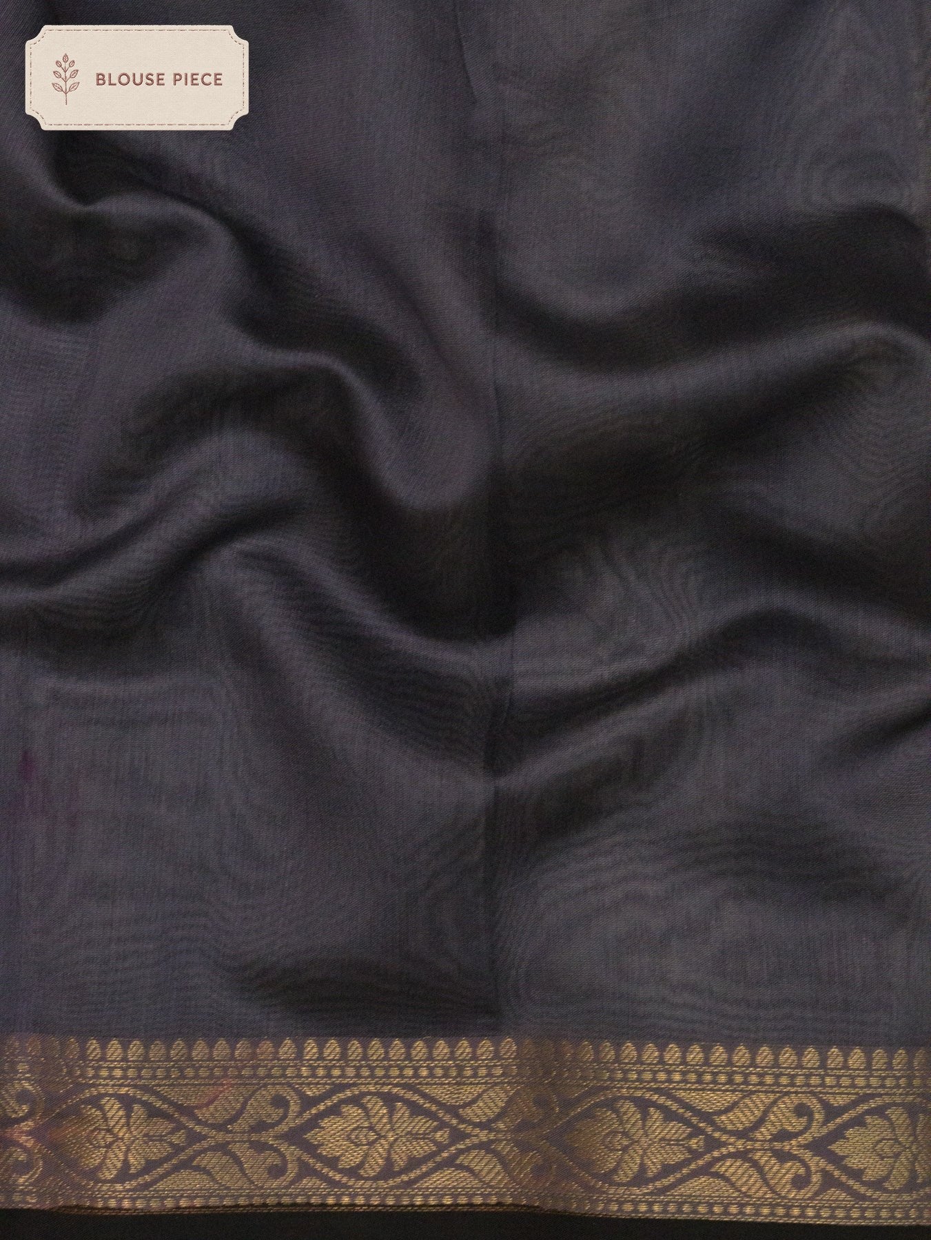 Pure Pure Silk Cotton Chanderi Grey Banarasi Hand Brush Painted Maheshwari Border - close-up - ZARISPIRE