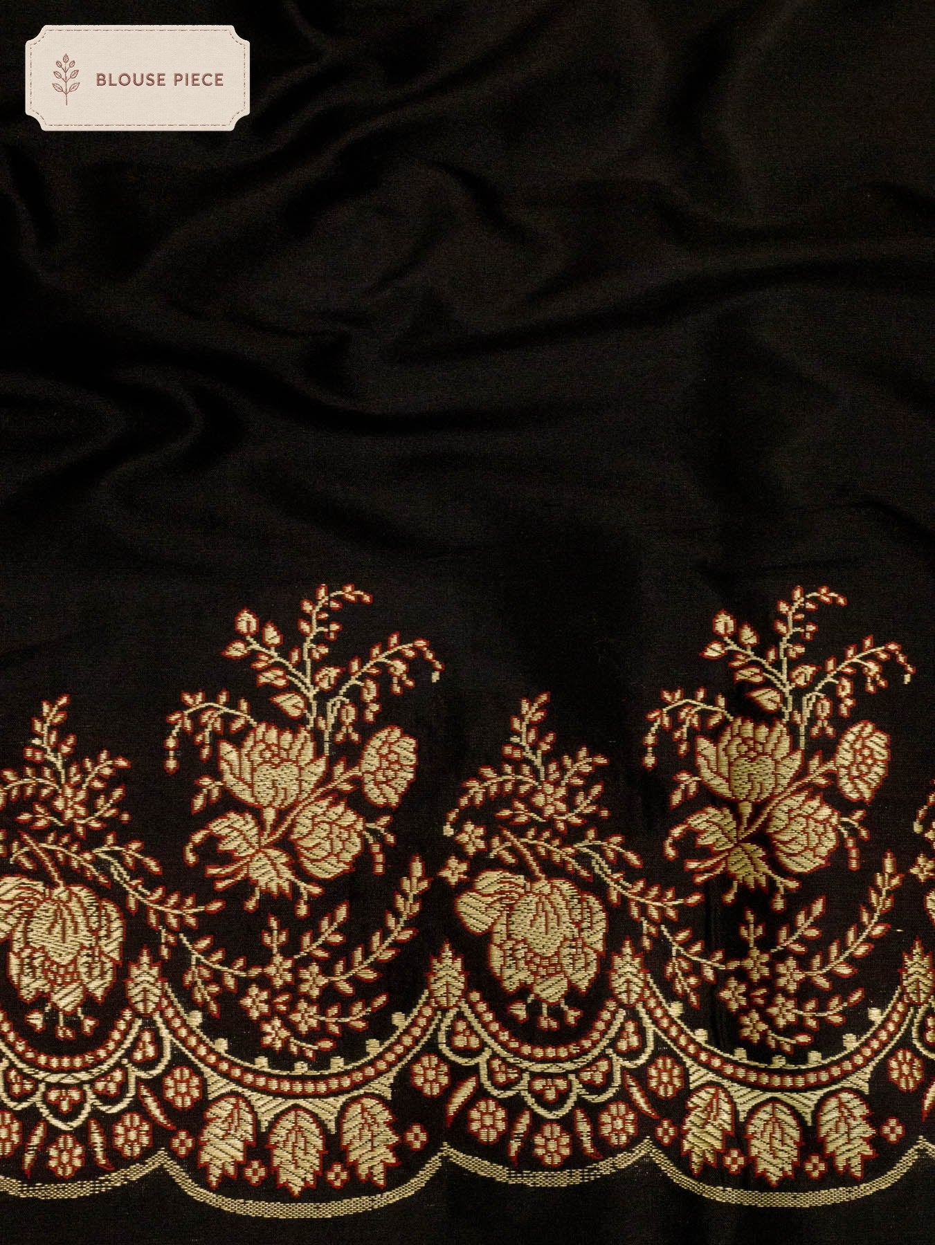 Pure Katan Silk Gold Banarasi Black Handloom Kadhwa Saree with Scallop Meenakari Border & Pallu and Fine Zari - ZARISPIRE