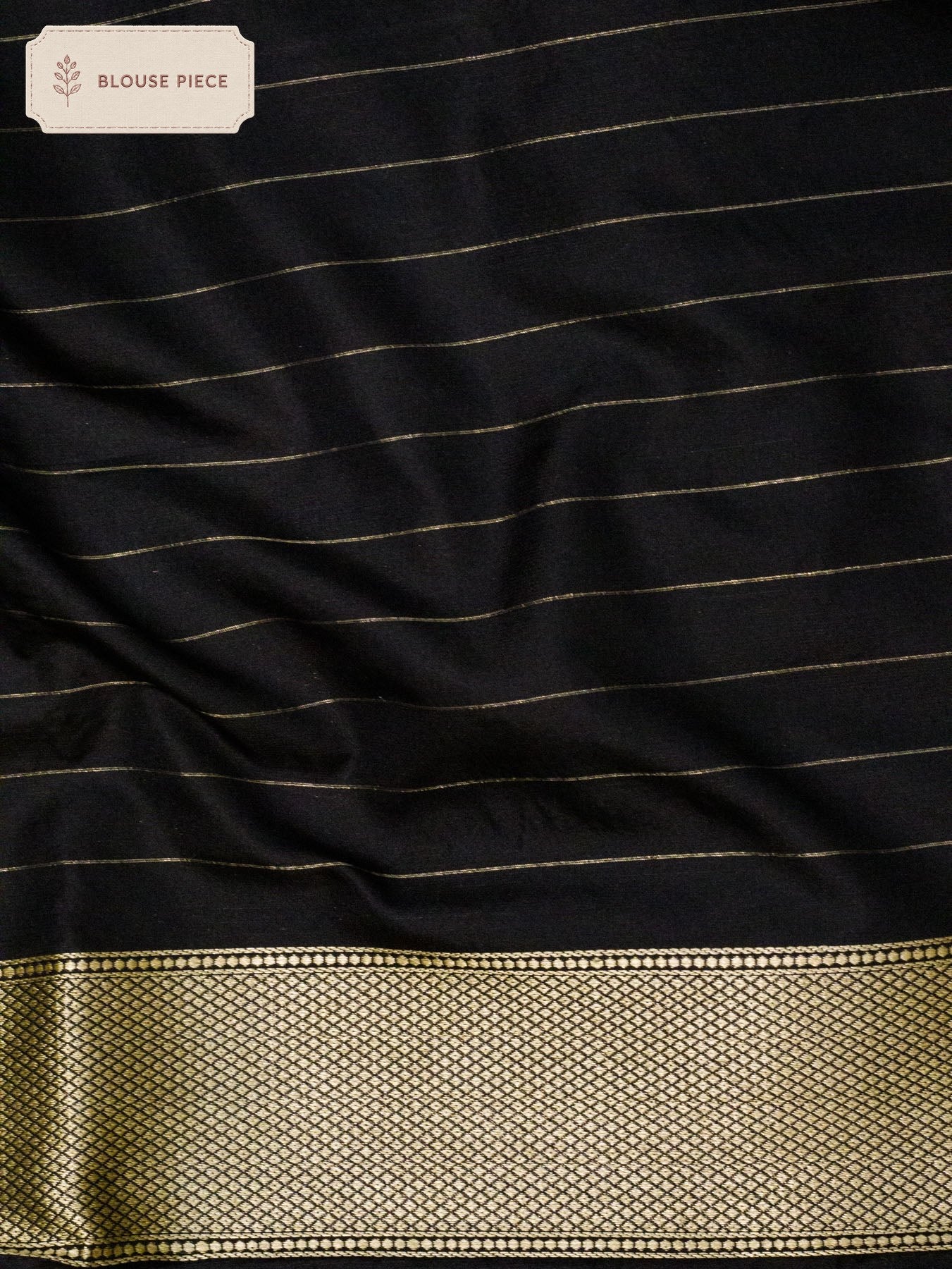 Pure Katan Silk Black Banarasi Exquisitely woven using traditional Khaddi weaving techniques and enriched with - ZARISPIRE