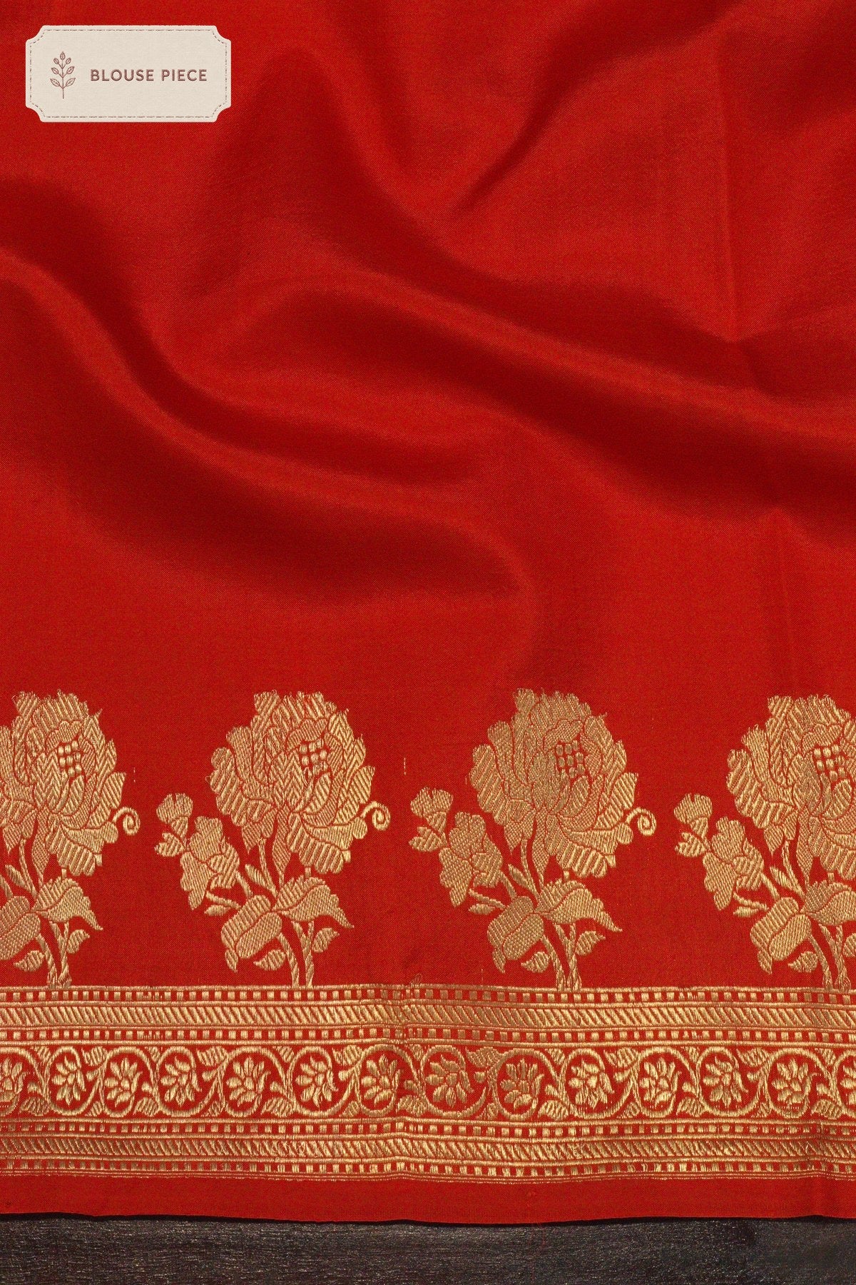 Pure Katan Silk Red Banarasi Handloom Saree with Kadhwa Zari Motif Fancy Border & Buti - close-up - ZARISPIRE