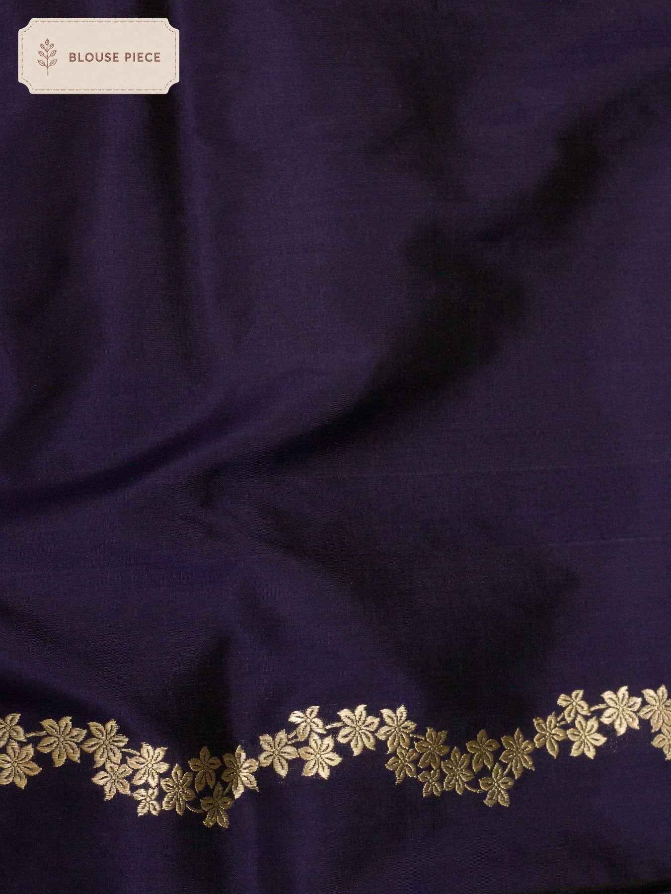 Pure Katan Silk Purple Navy Banarasi Handloom Kadhwa Saree with Narrow Scallop Border & Gold Silver Floral Buti - ZARISPIRE