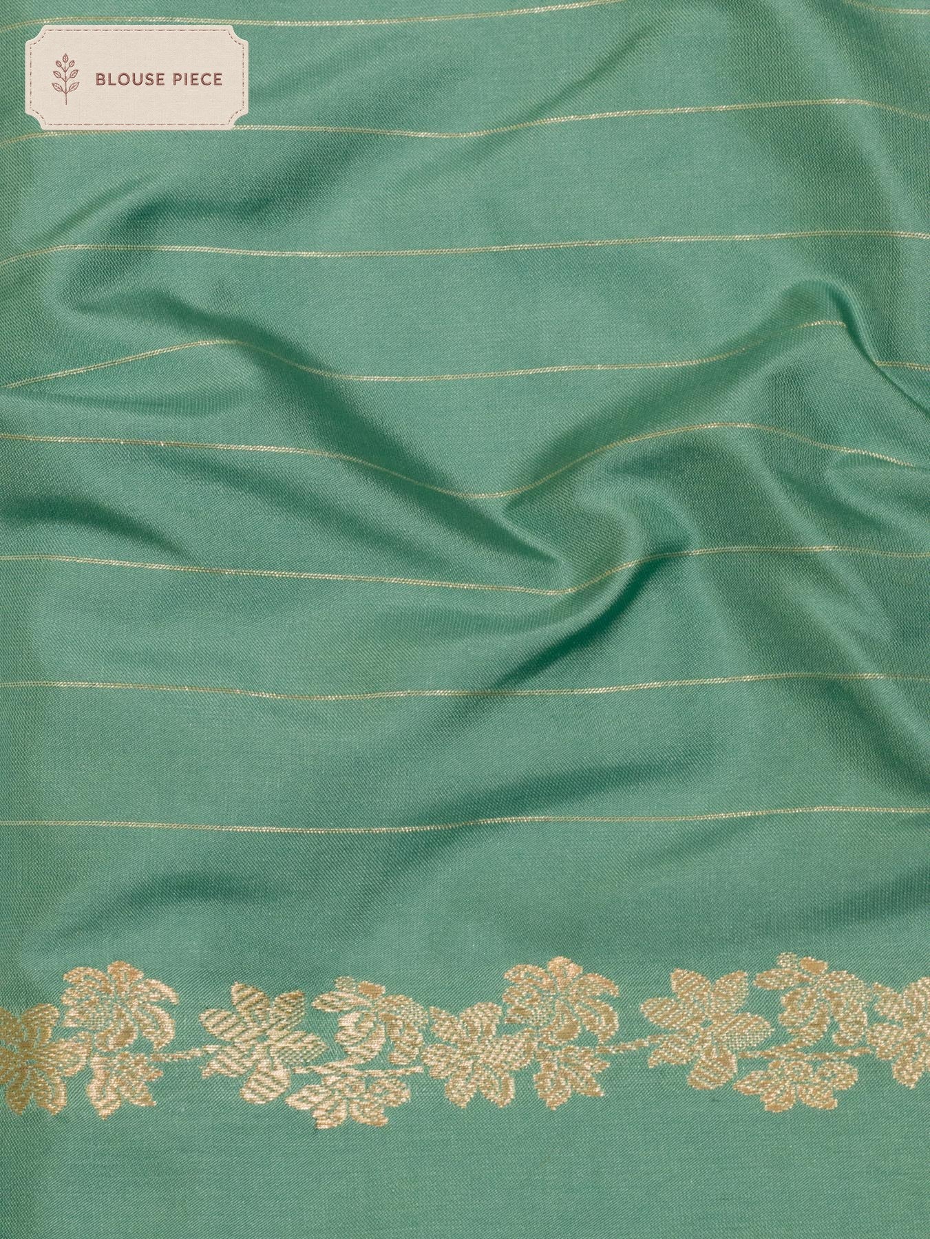 Pure Katan Silk Mint Green Banarasi Handloom Kadhwa Saree with Narrow Scallop Border and Gold Silver Floral Zari - ZARISPIRE