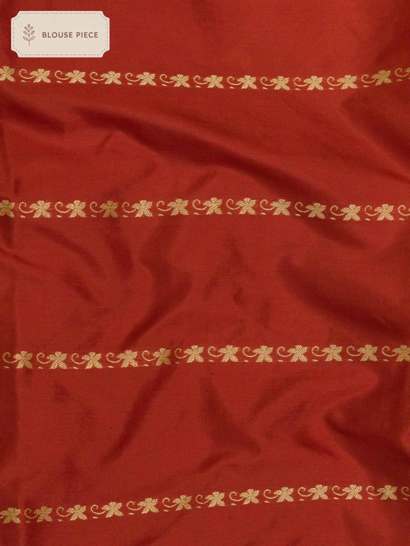 Pure Katan Silk Red Banarasi Bright Handloom Plain Saree with Kadhwa Gold Zari Buta Pallu - close-up of border - ZARISPIRE