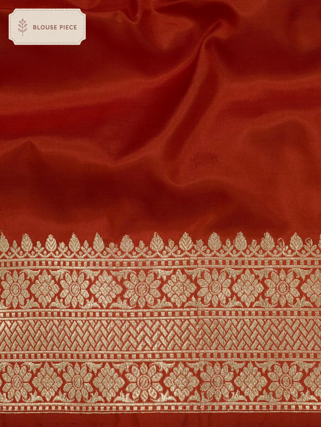 Pure Katan Silk Red Banarasi Exquisitely crafted with intricate Kadhwa Gold Zari Butis - close-up - ZARISPIRE