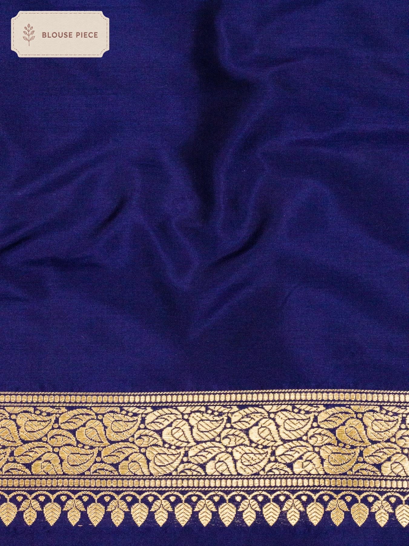 Pure Katan Silk Navy Blue Banarasi Handloom Saree with Kadhwa Aadha Gold Zari Meenakari Guldasta Buti - close-up - ZARISPIRE