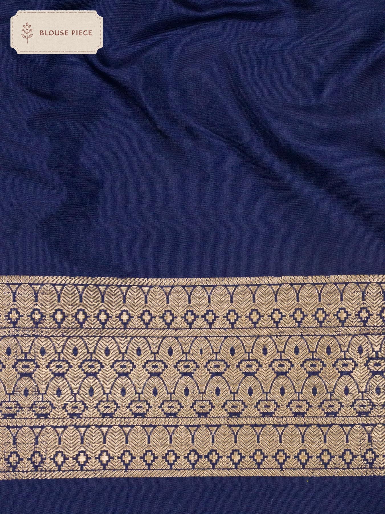 Pure Katan Silk Navy Blue Banarasi Exquisitely woven with intricate Kadhwa Gold Zari Small Fine Buti & Shikargah - ZARISPIRE