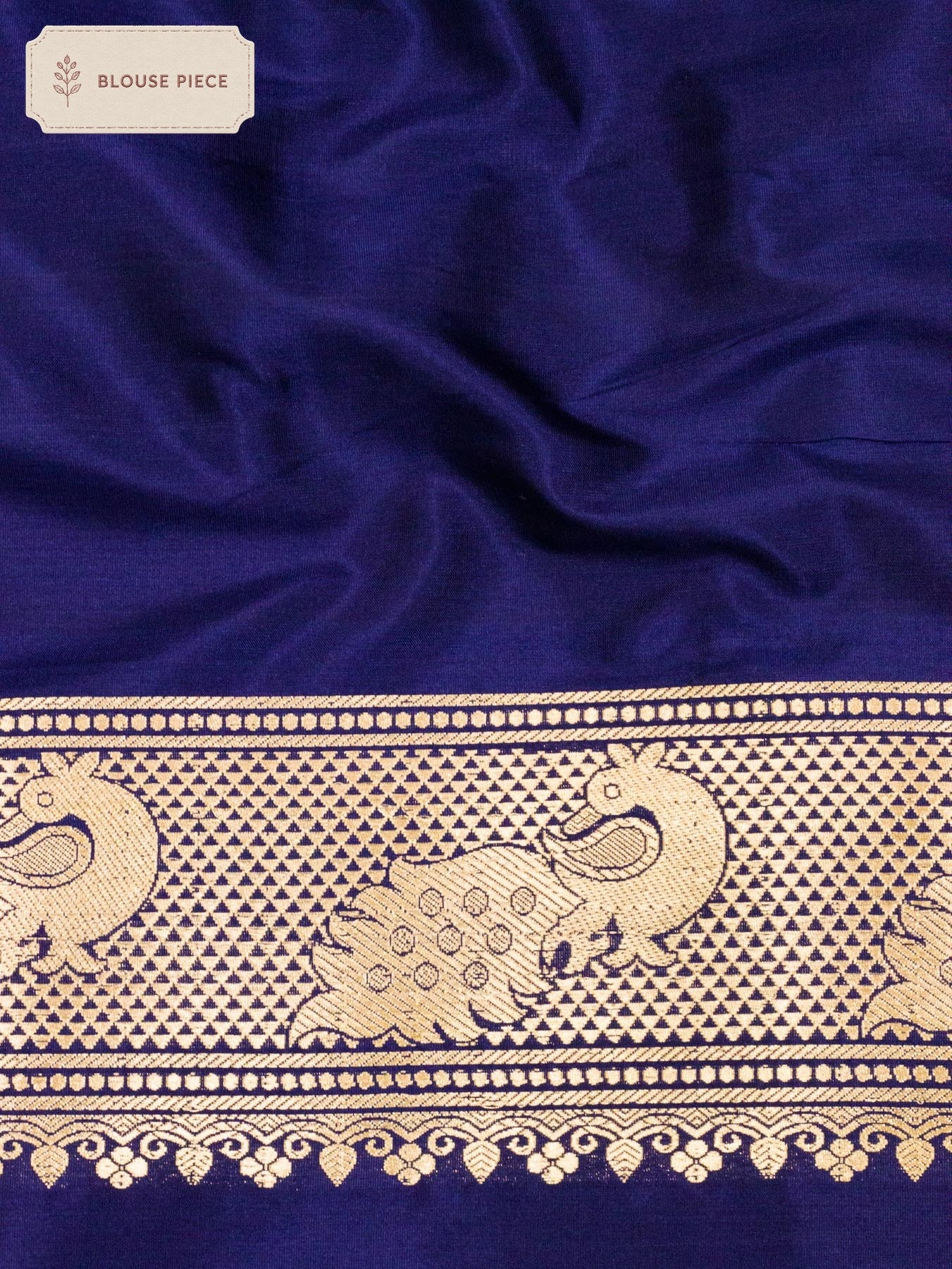 Pure Katan Silk Navy Blue Banarasi Exquisitely woven with intricate Kadhwa Gold and Silver Zari Shikargah Butis - ZARISPIRE
