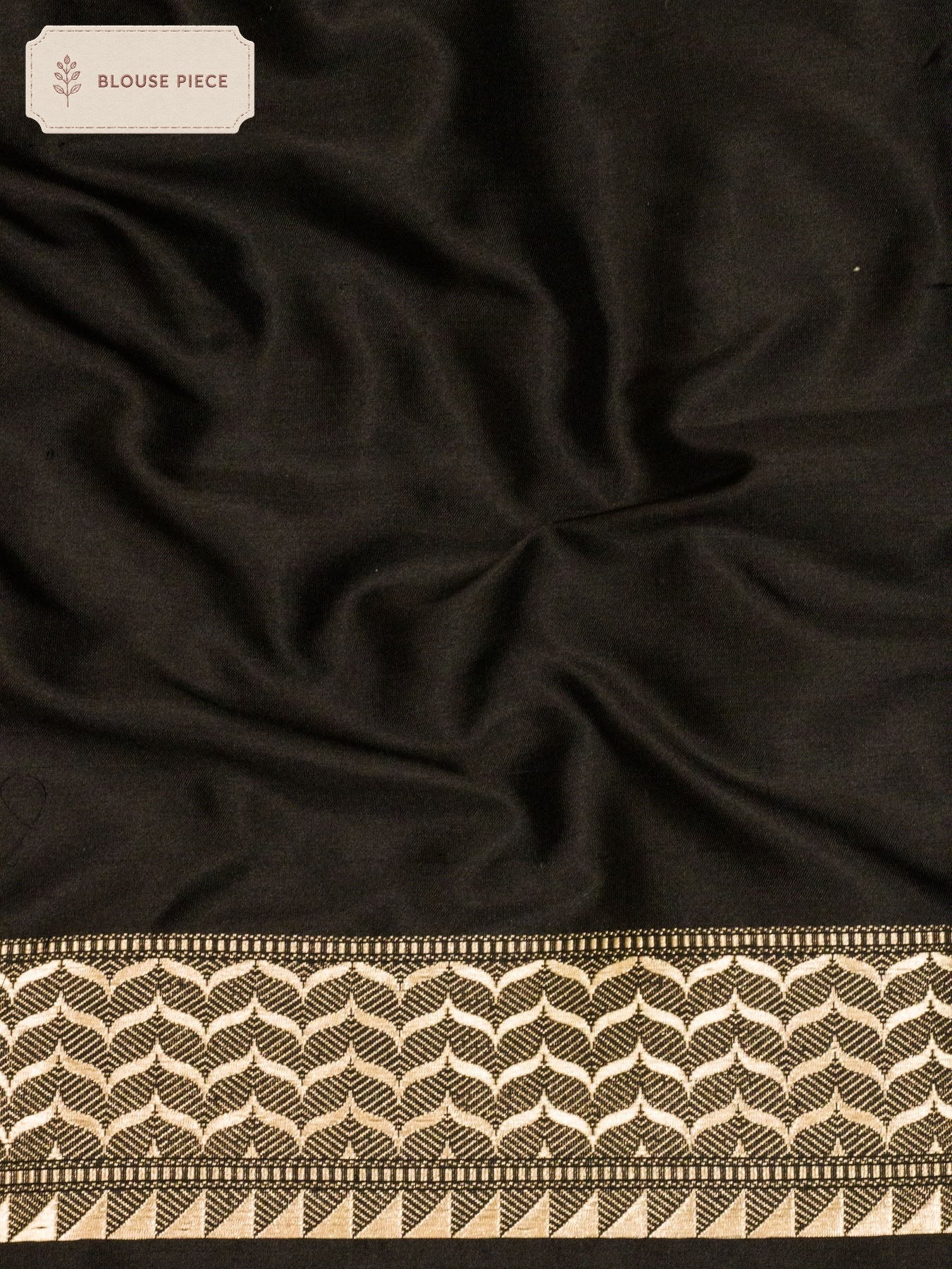 Pure Katan Silk Silver Banarasi Black Handloom Saree Kadhwa Gold & Zari Buti - close-up of border detail - ZARISPIRE
