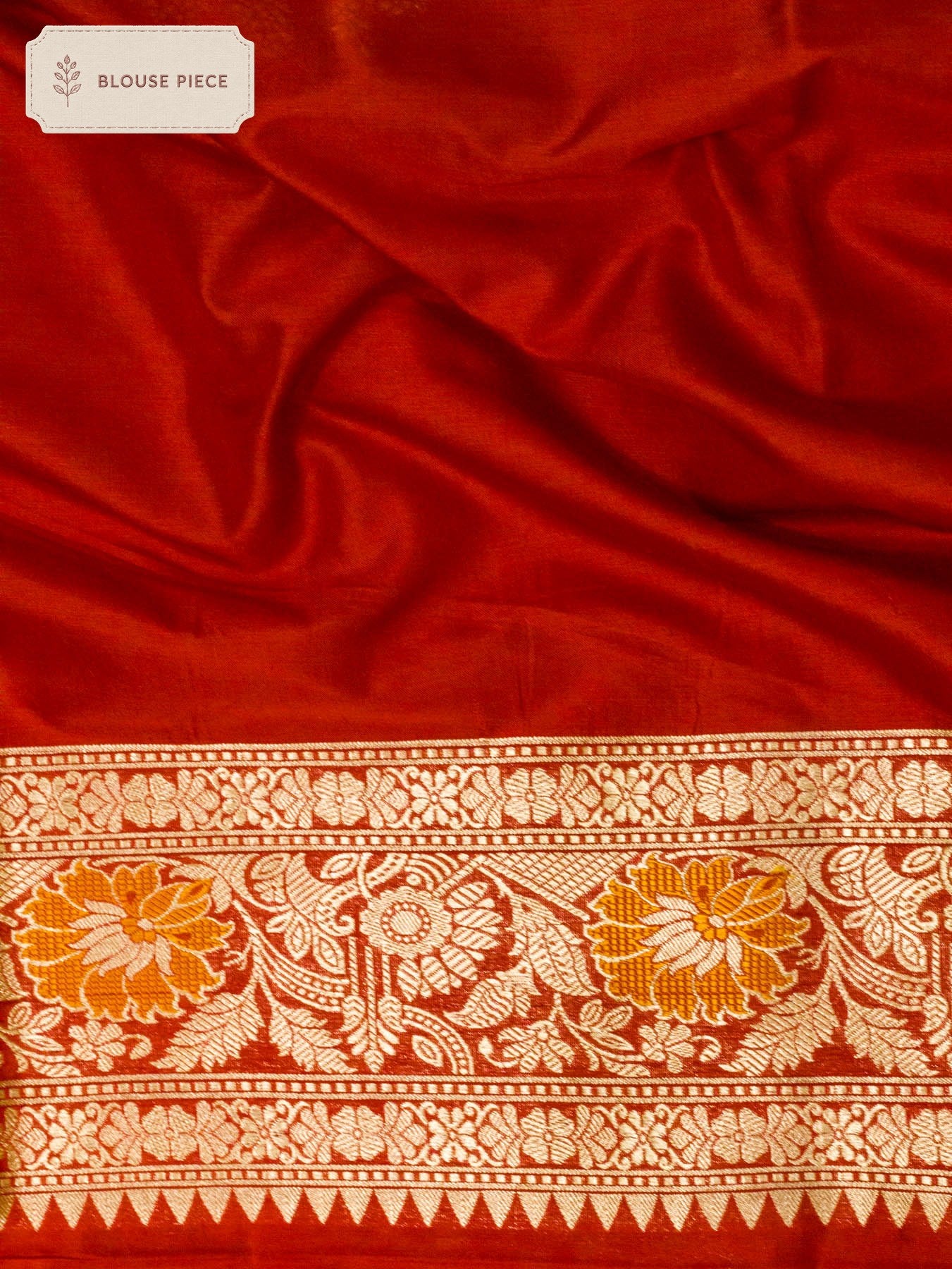 Pure Katan Silk Red Banarasi Bright Khaddi Saree with Gold Zari & Tilfi Meenakari Jaal - close-up - ZARISPIRE
