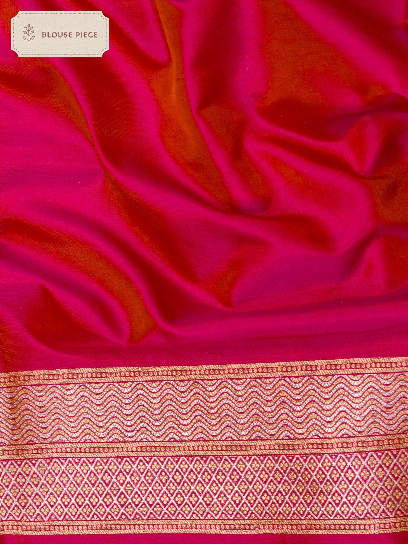 Pure Katan Silk Rani Pink Banarasi Dhoop Chaon Saree Khaddi WIth Gold & Silver Zari Jaal - close-up of border - ZARISPIRE
