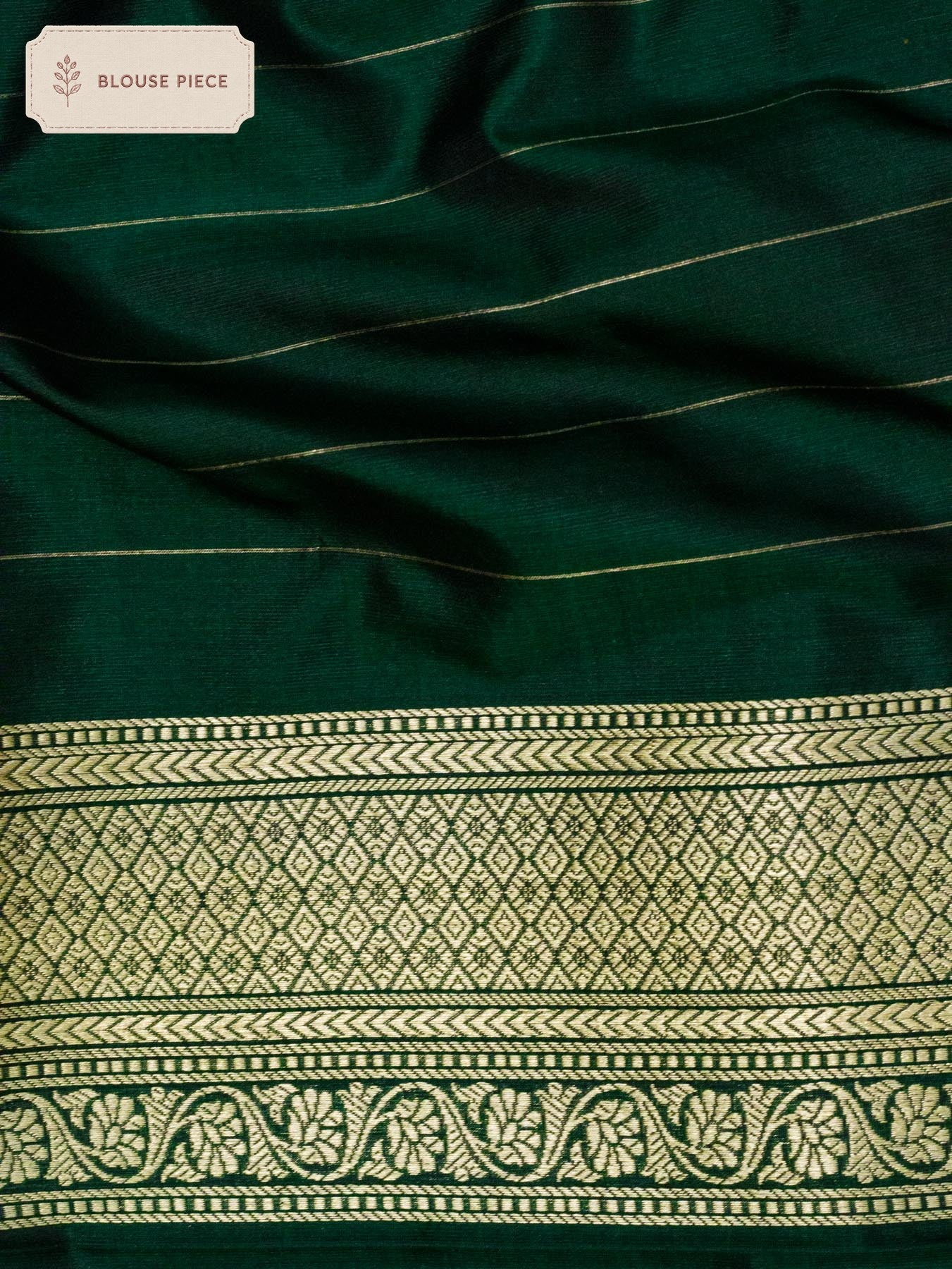 Pure Katan Silk Bottle Green Banarasi Exquisitely woven using traditional Khaddi weaving techniques and enriched - ZARISPIRE