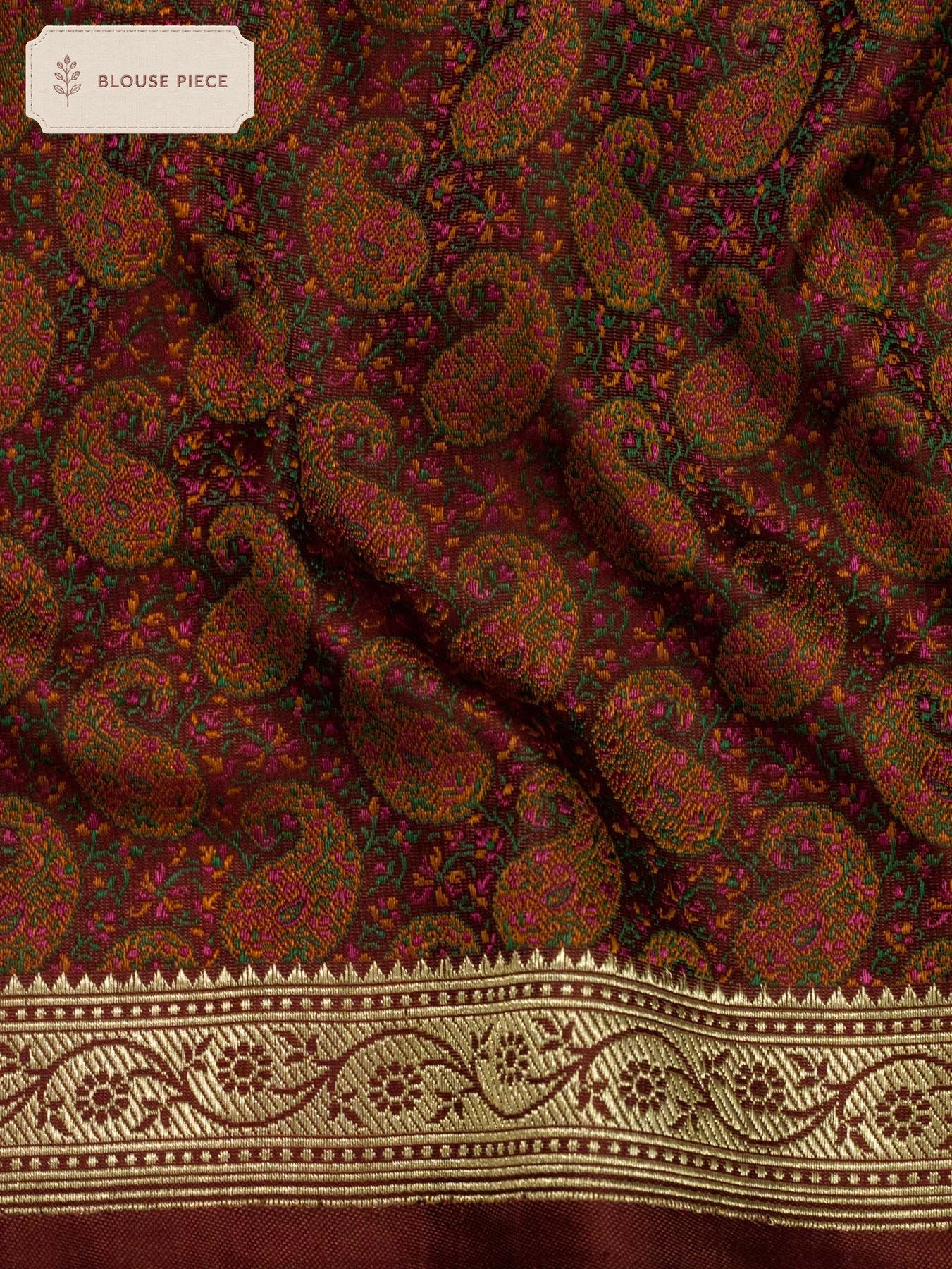 Pure Satin Silk Maroon Banarasi Plain Saree with Kadhwa Zari Border and Tilfi Jamawar Tanchui Pallu and Blouse - ZARISPIRE