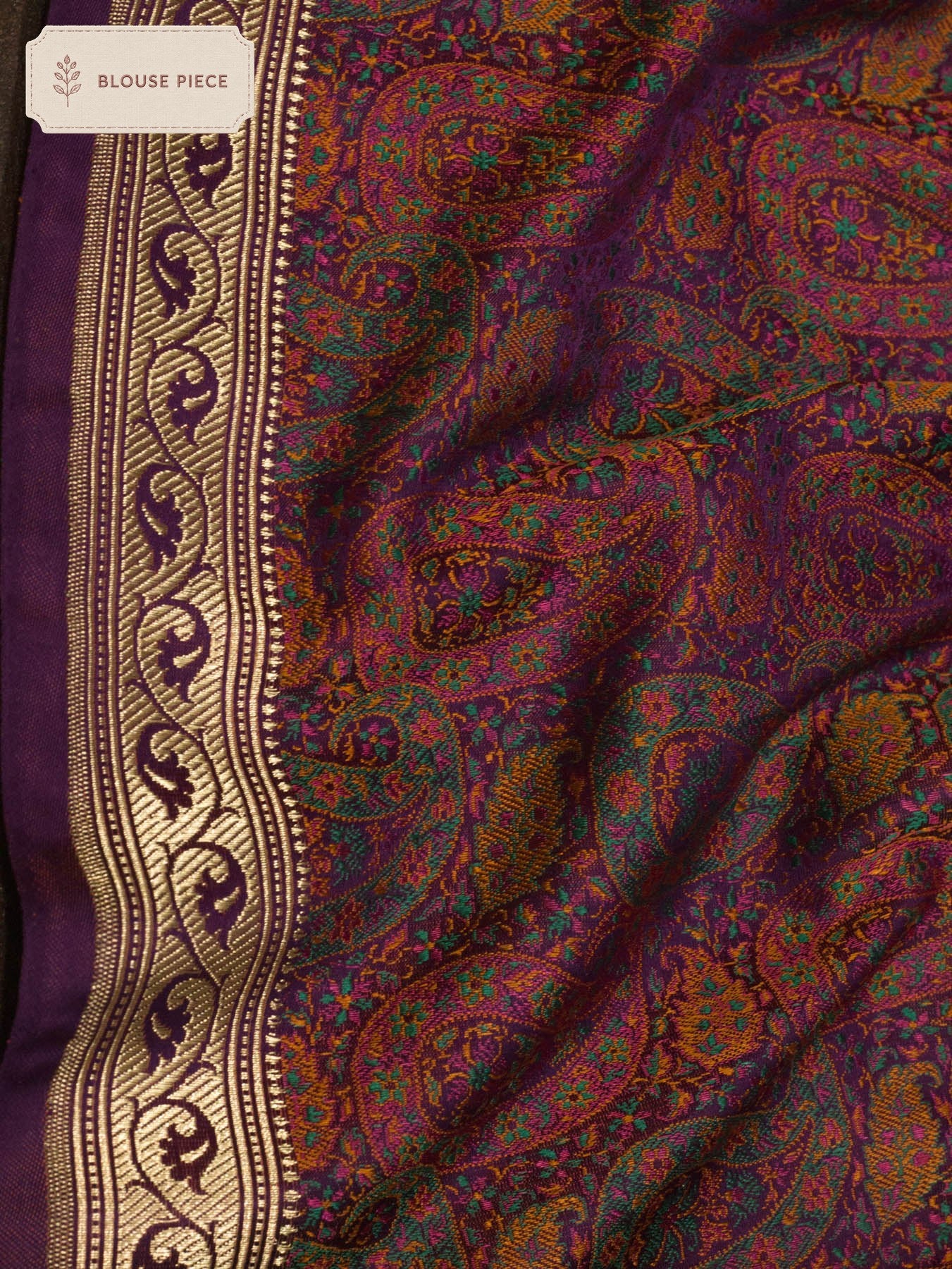 Pure Satin Silk Magenta Purple Banarasi plain saree with kadhwa zari border and tilfi jamawar tanchui pallu and - ZARISPIRE