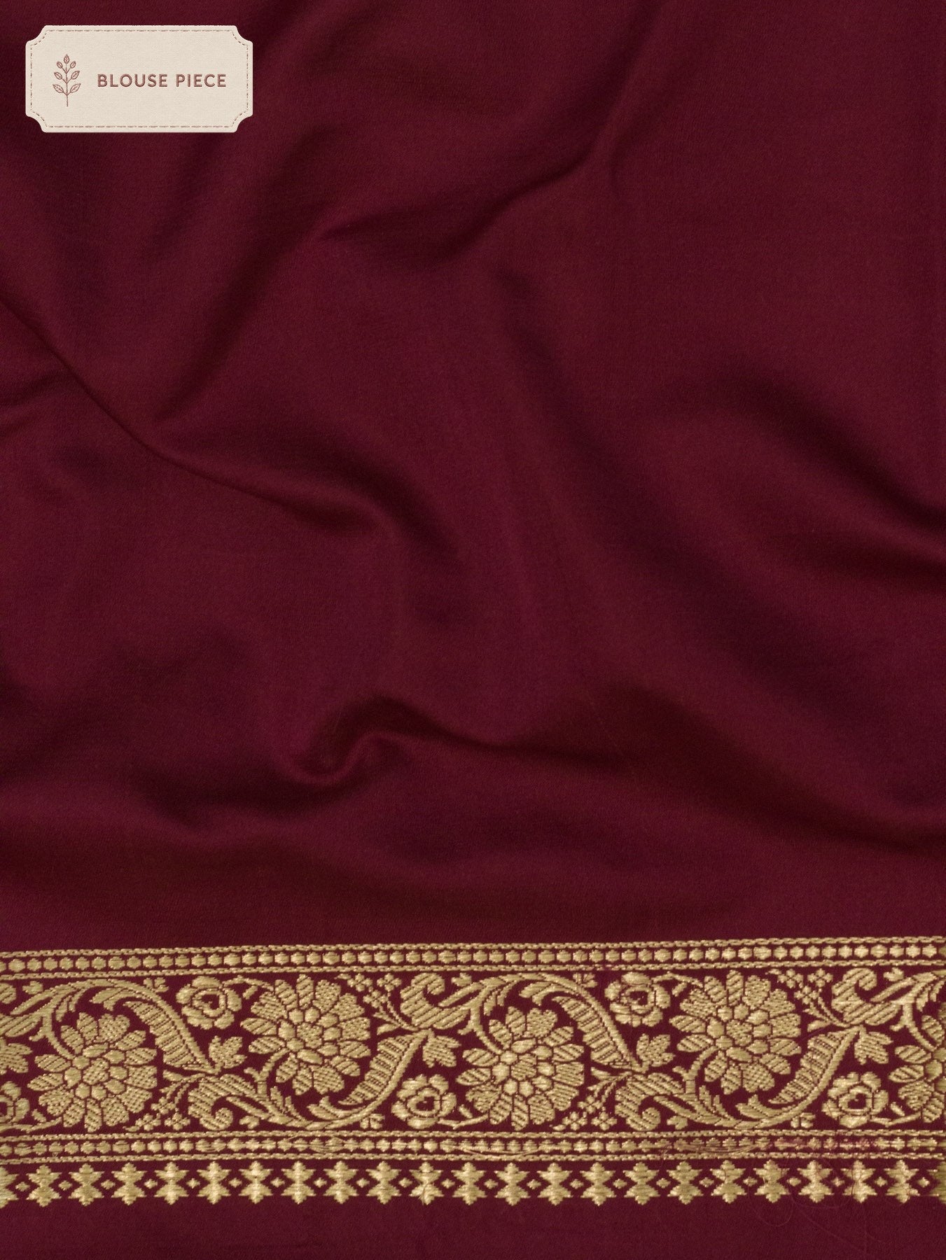 Pure Satin Silk Pinkish Maroon Banarasi Plain Saree with Kadhwa Koniya Zari Pallu & Border - close-up - ZARISPIRE