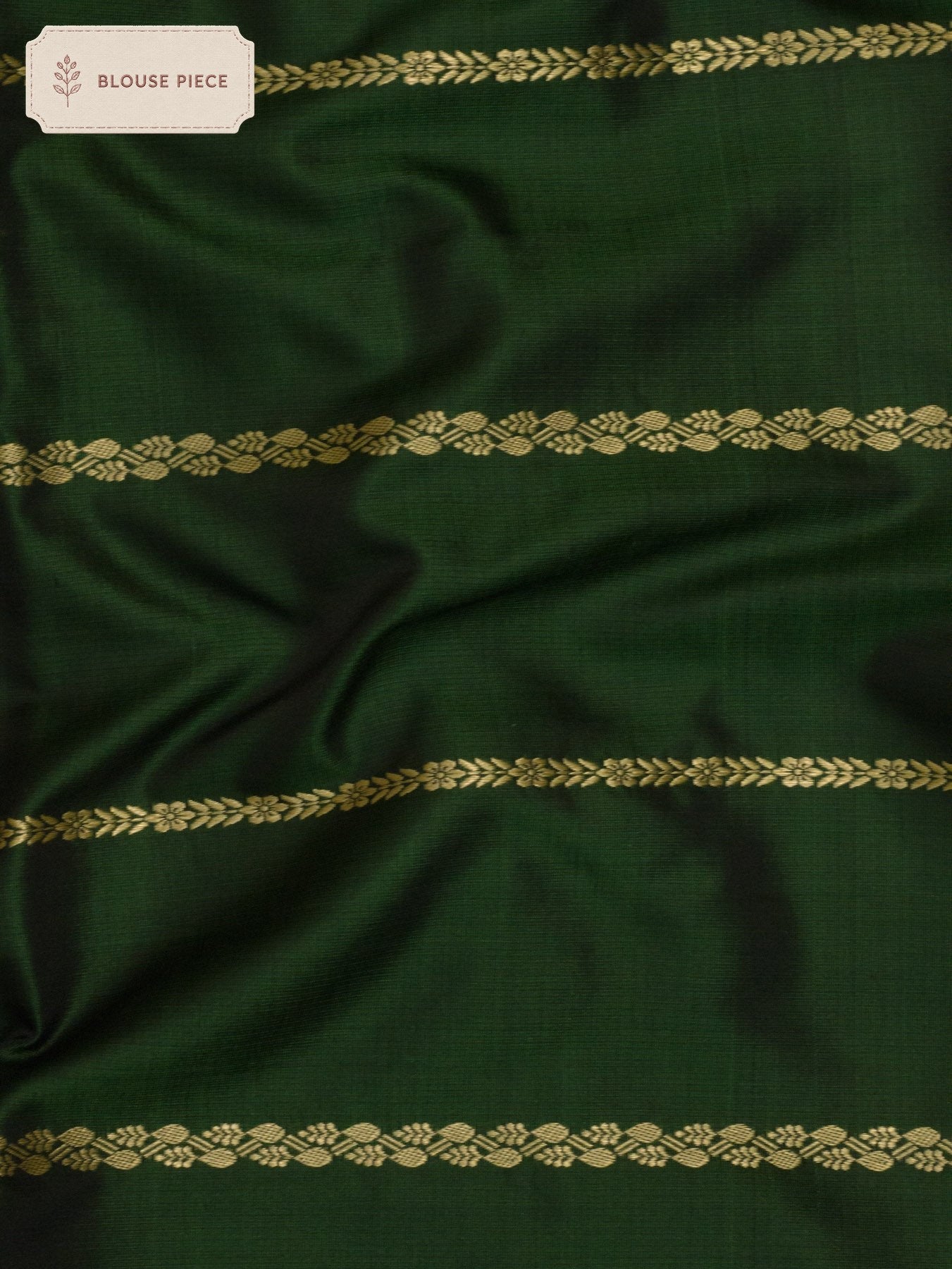 Pure Satin Silk Bottle Green Banarasi Handloom Saree with Kadhwa Koniya Pallu & Border & Fine Zari Khaddi Buti - ZARISPIRE