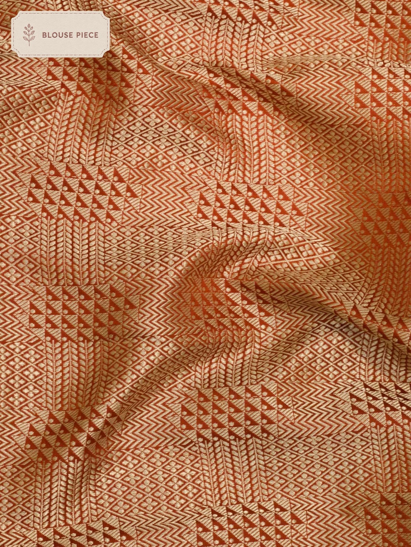 Pure Satin Silk Red Banarasi Bright Handloom Plain Saree with Kadhwa Gold Zari Geometric Pallu & Vasket Brocade - ZARISPIRE